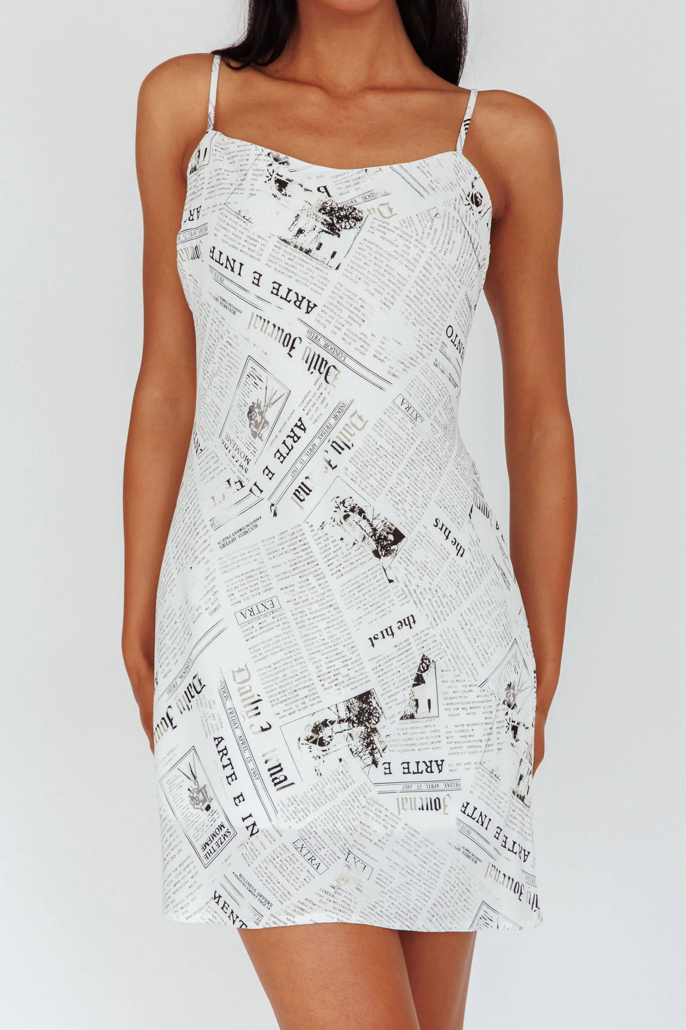 Manifest It Cami Strap Mini Dress Print Off White - Image 2