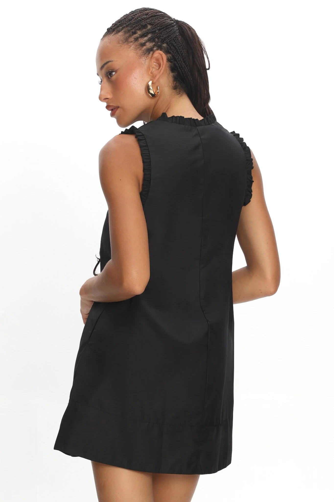 Marava Frill Trim Baby Doll Mini Dress Black - Image 3