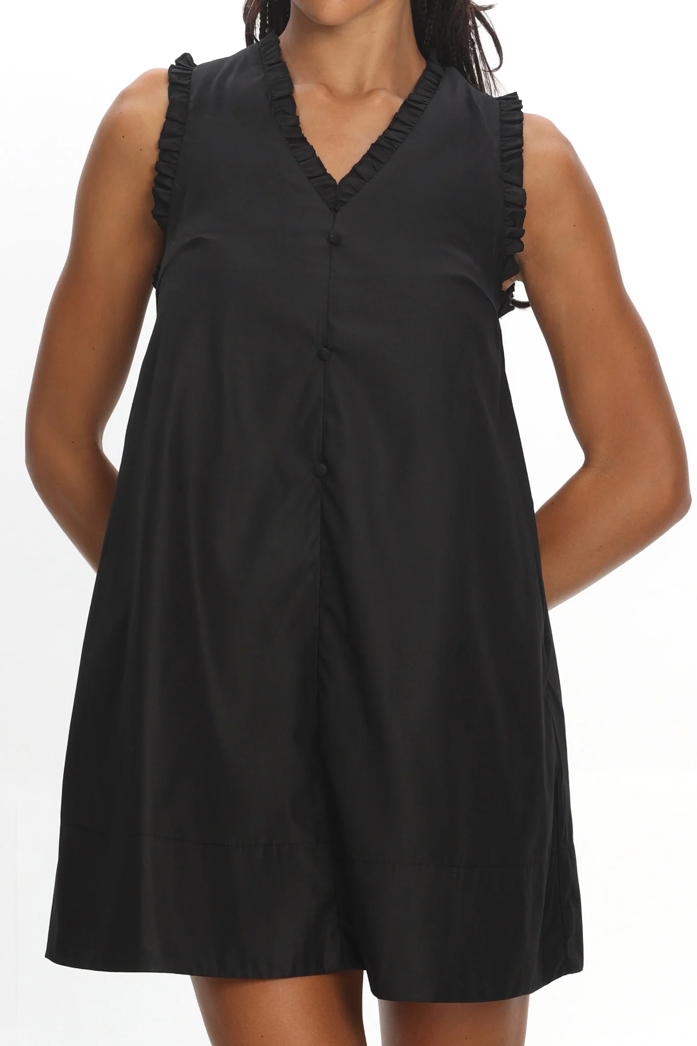 Marava Frill Trim Baby Doll Mini Dress Black - Image 4
