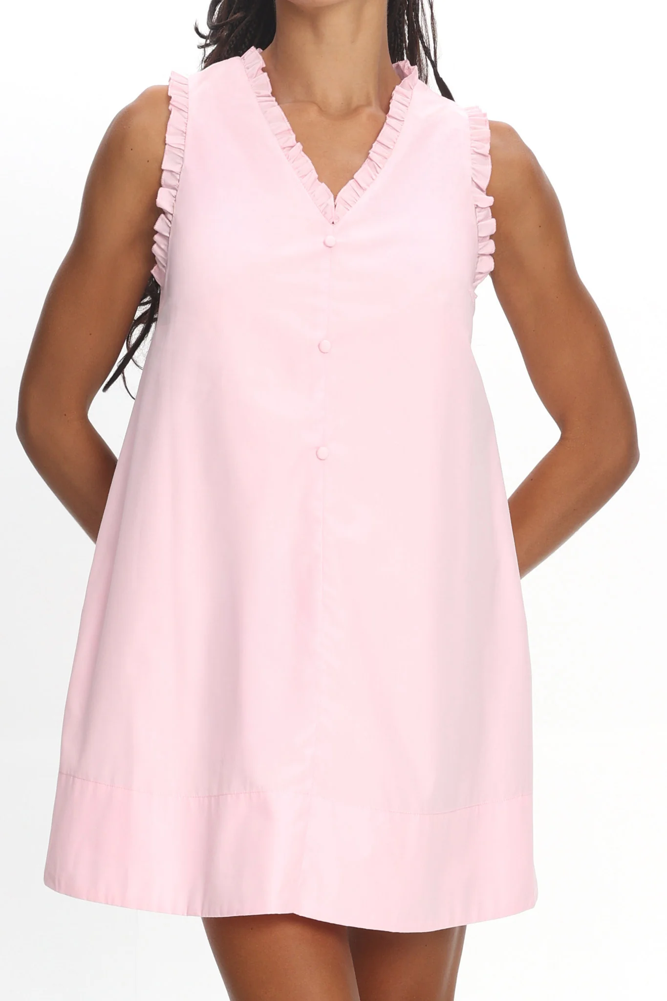 Marava Frill Trim Baby Doll Mini Dress Rosewater - Image 3
