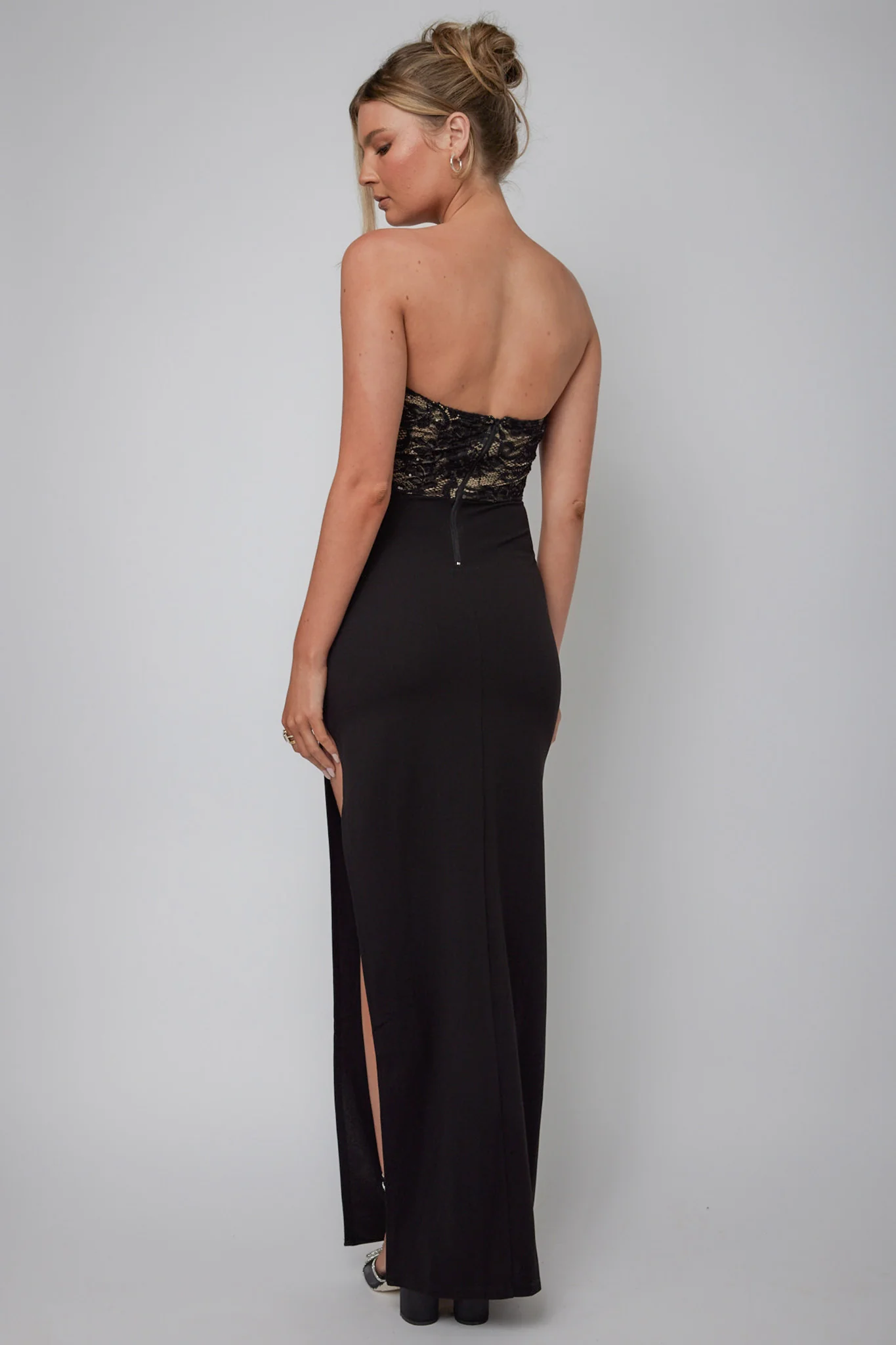 Maravilla Lace Bodice Maxi Dress Black/Nude - Image 3
