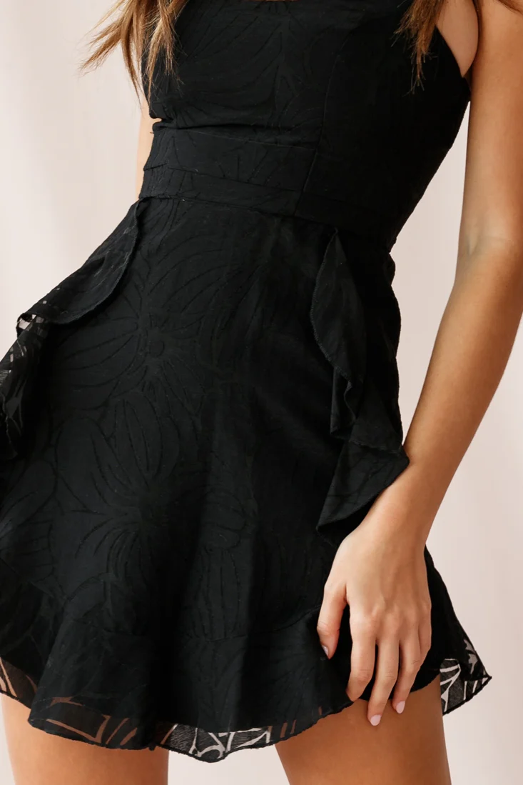 Marcoola Cami Strap Frill Detail Dress Black - Image 4