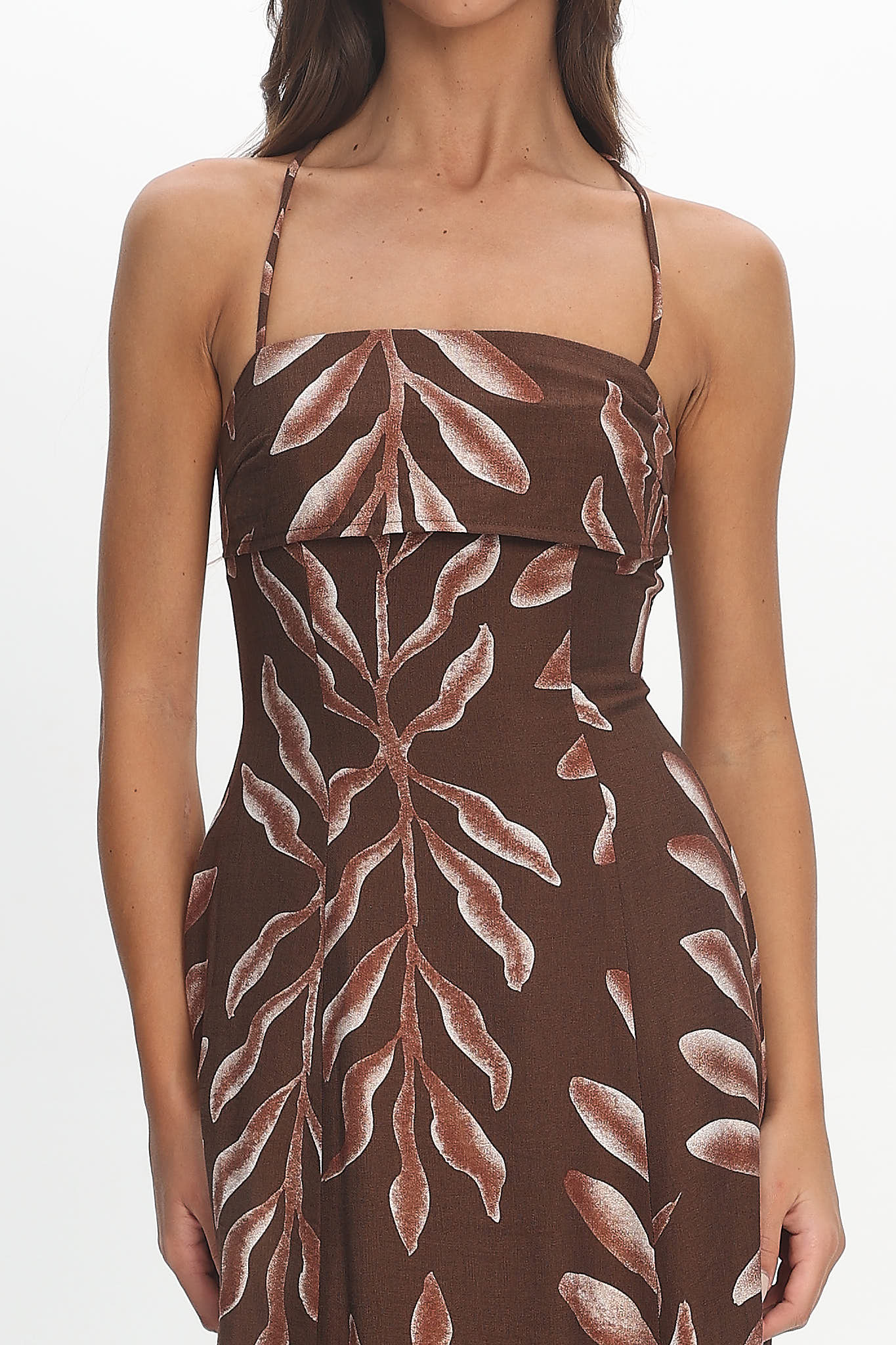 Mariana Strappy Back Maxi Dress Print Chocolate - Image 4