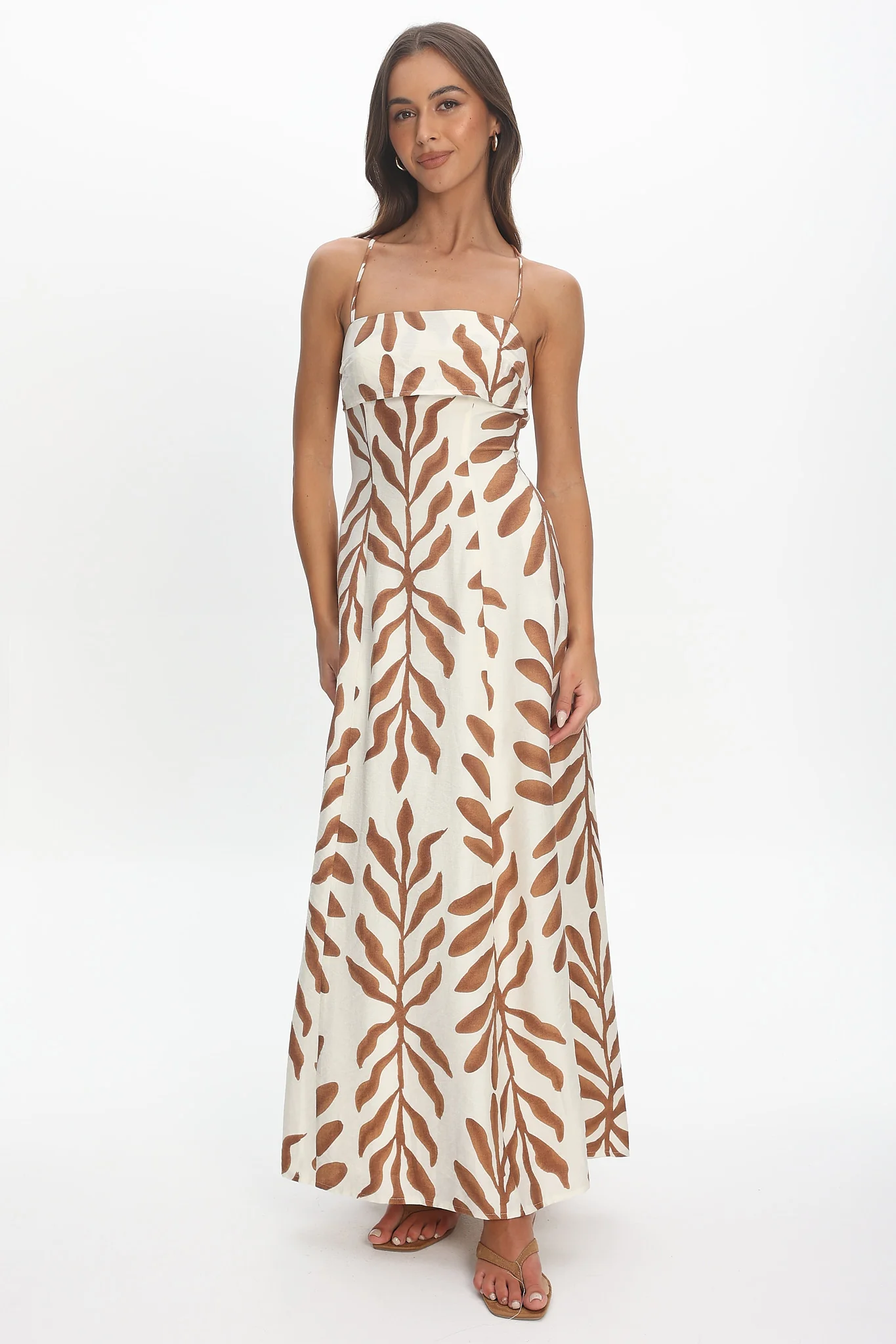 Mariana Strappy Back Maxi Dress Print Cream - Image 5