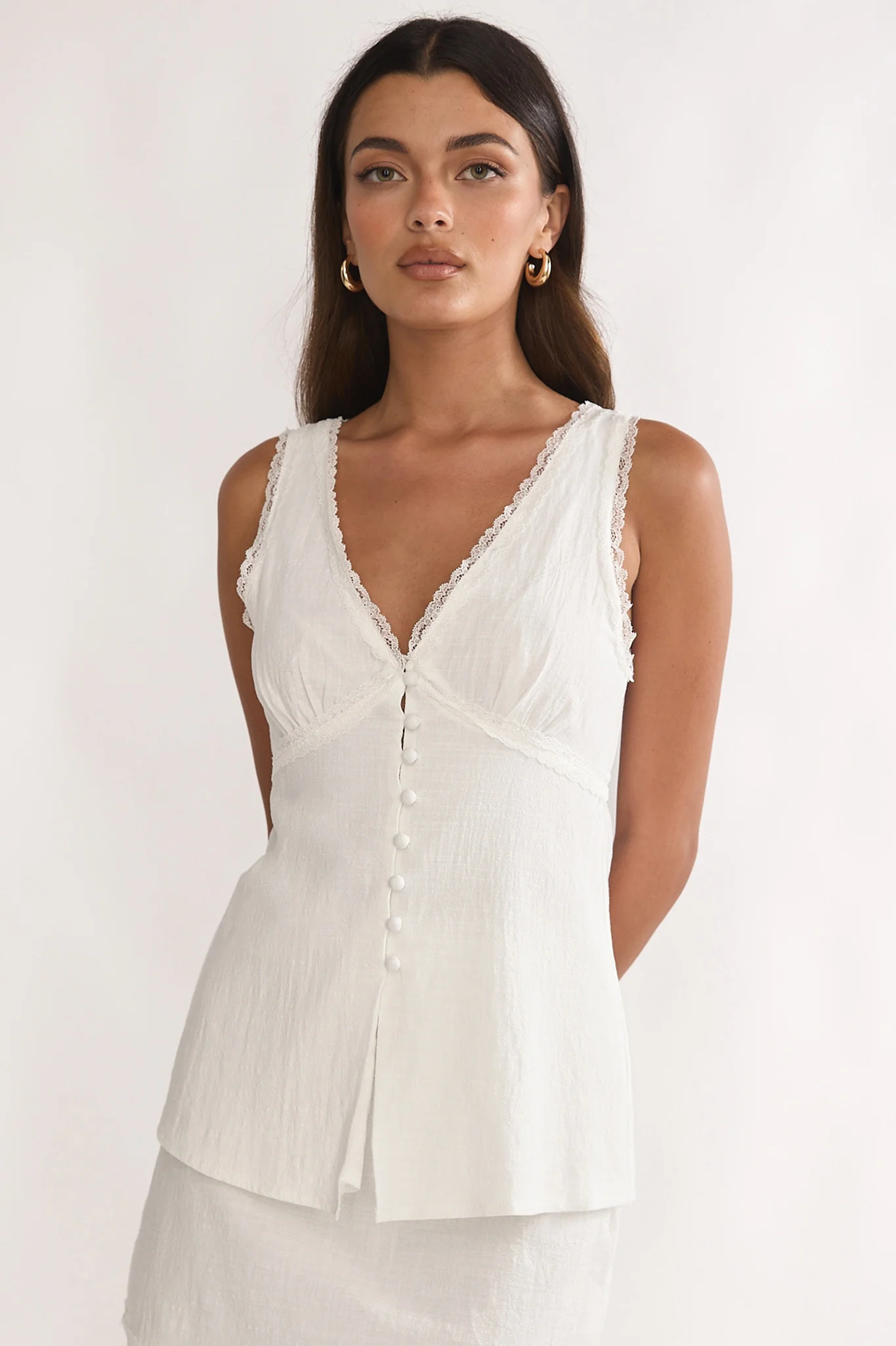 Maribelis Button Front Top White - Image 6