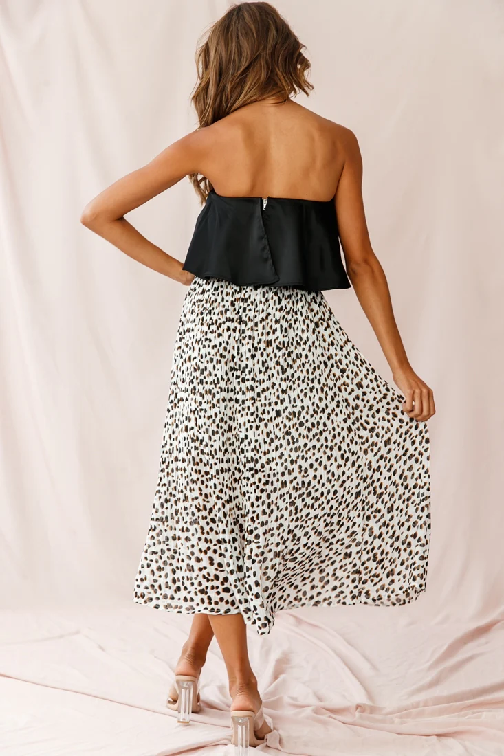 Marie Satin Bandeau Crop Top Black - Image 3