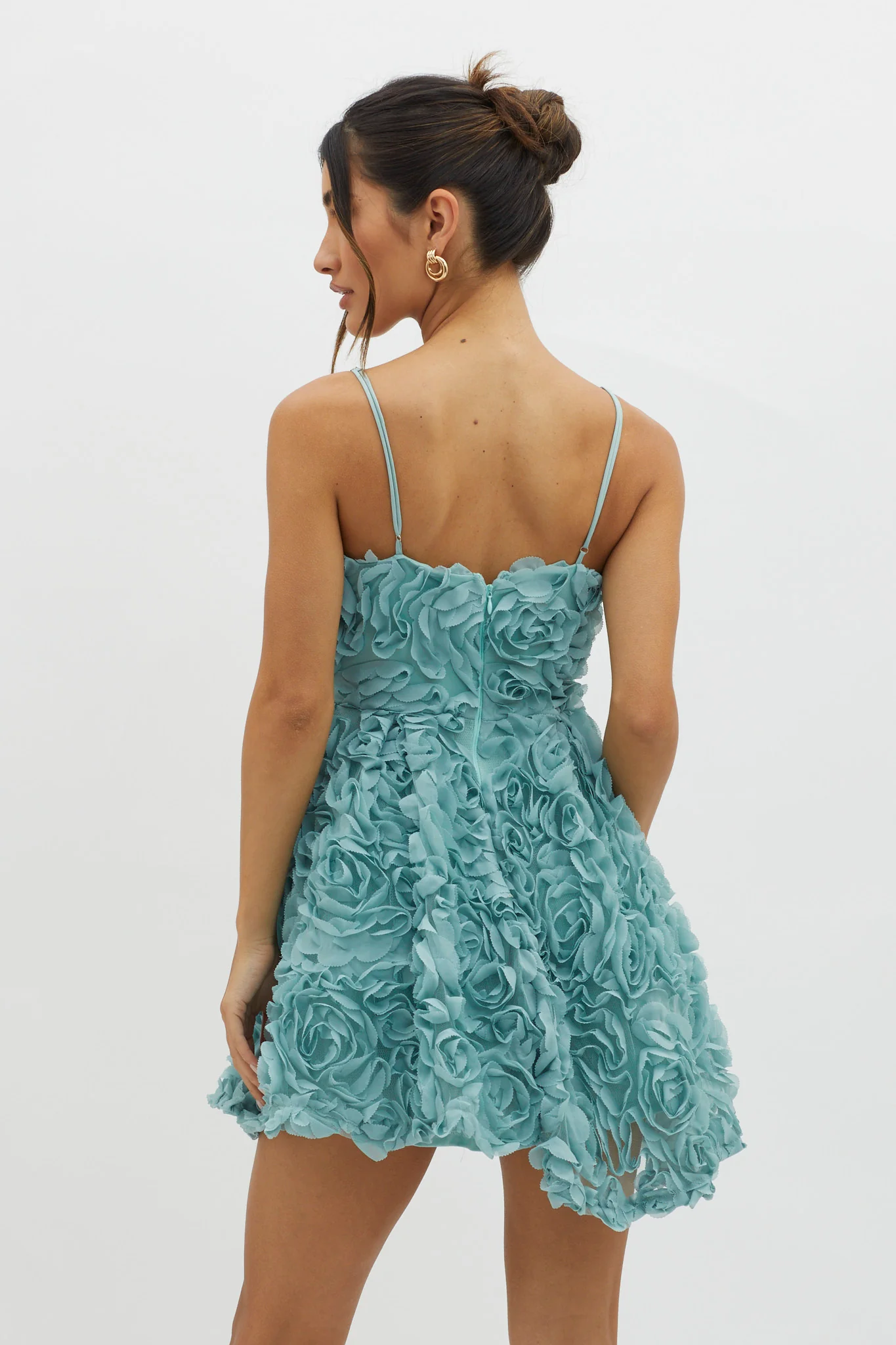 Mariela Floral Embellished Mini Dress Sage - Image 2