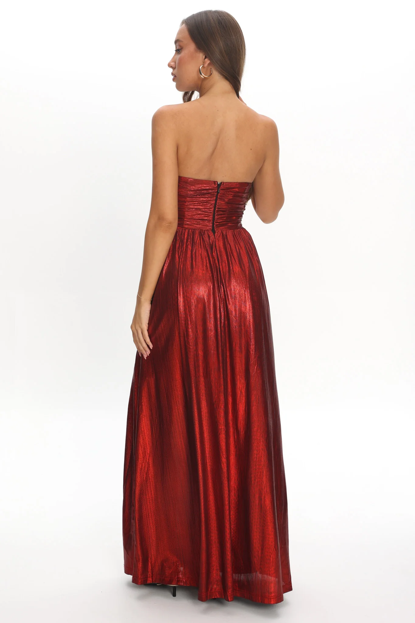 Marin Pointed Sweetheart Maxi Dress Wine - Image 3