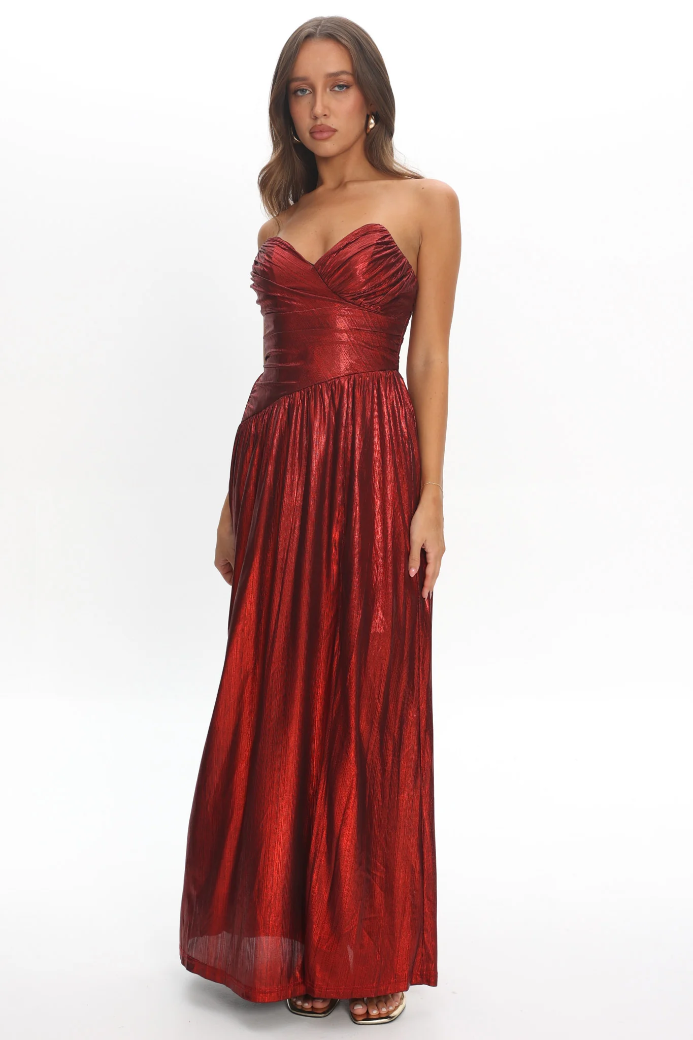 Marin Pointed Sweetheart Maxi Dress Wine - Image 5