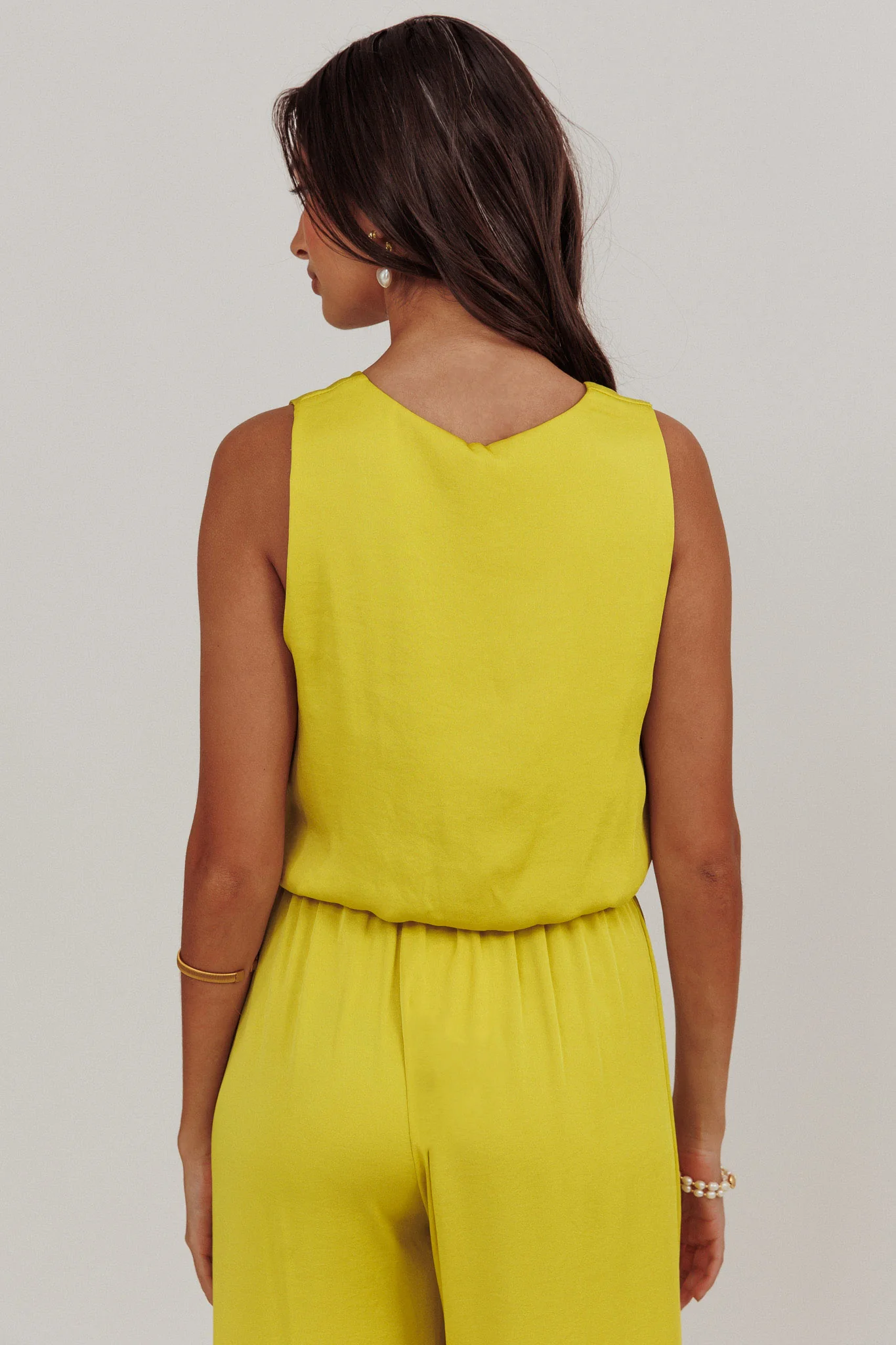 Mariposa Sleeveless Bubble Hem Top Chartreuse - Image 2