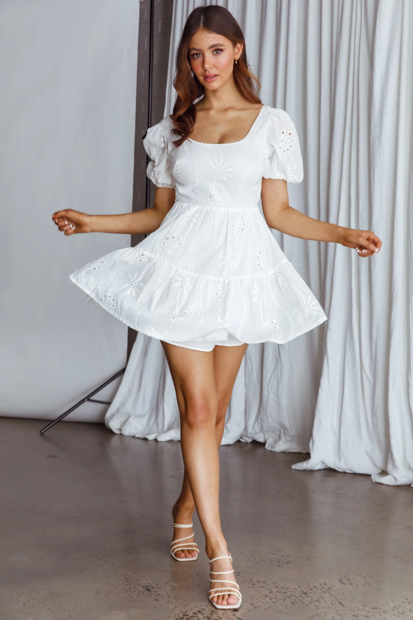 Marirose Tied Back A-Line Mini Dress White - Image 3