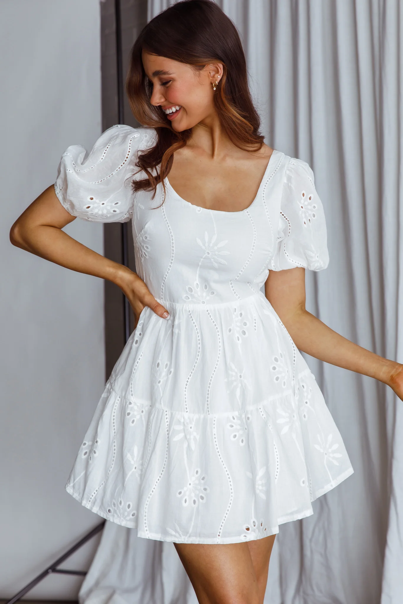 Marirose Tied Back A-Line Mini Dress White - Image 4