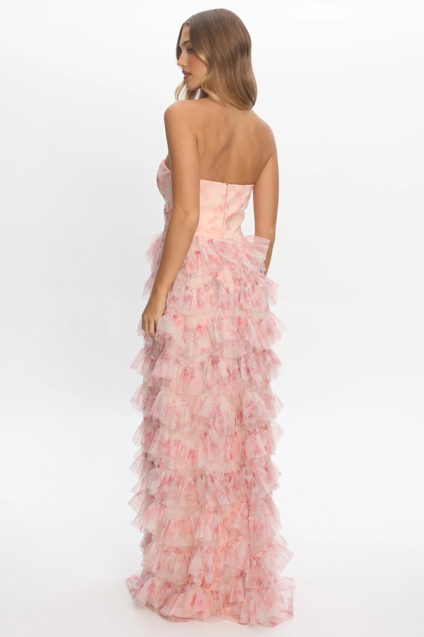 Marisyn Tiered Frill Maxi Dress Floral Blush - Image 3