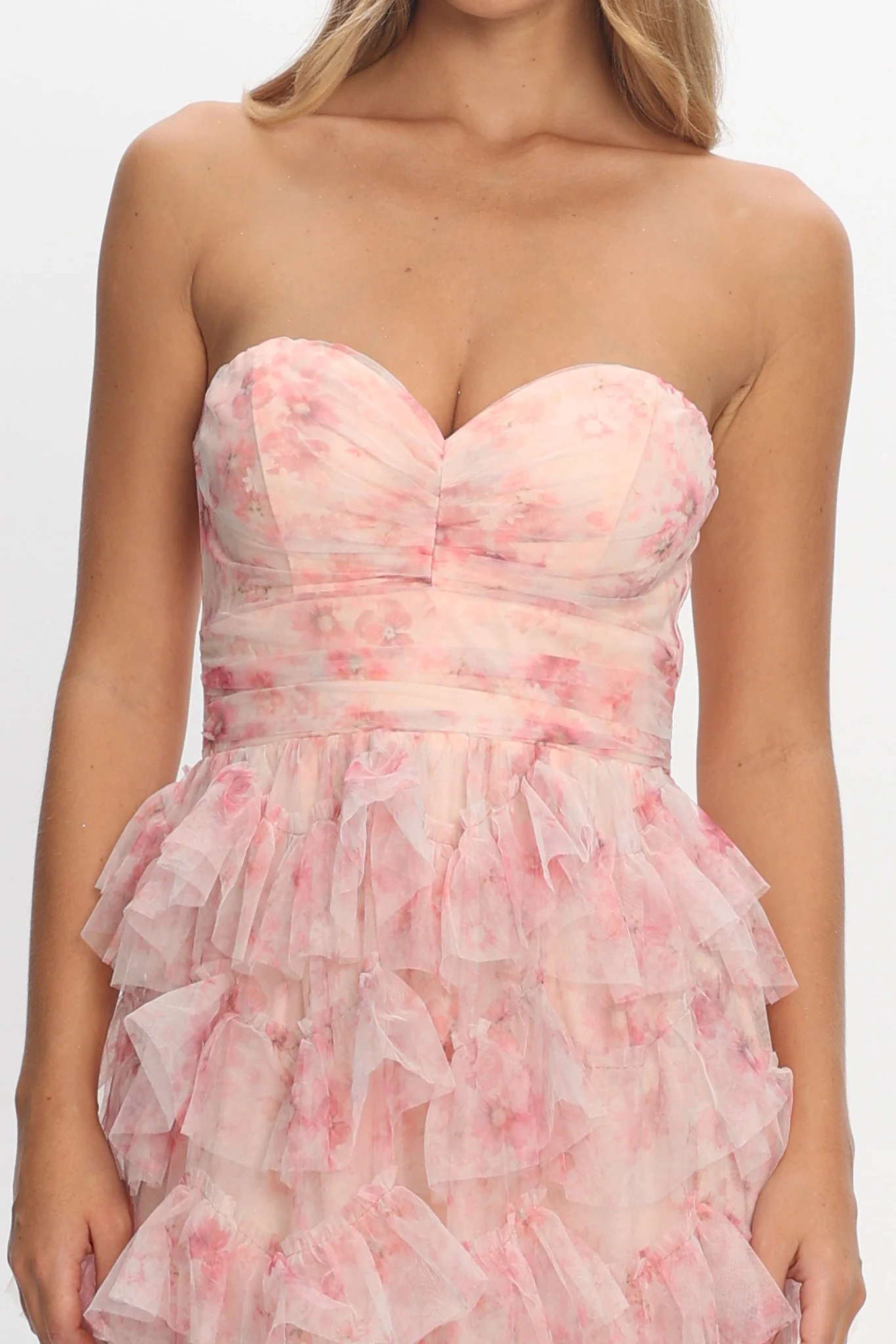 Marisyn Tiered Frill Maxi Dress Floral Blush - Image 4