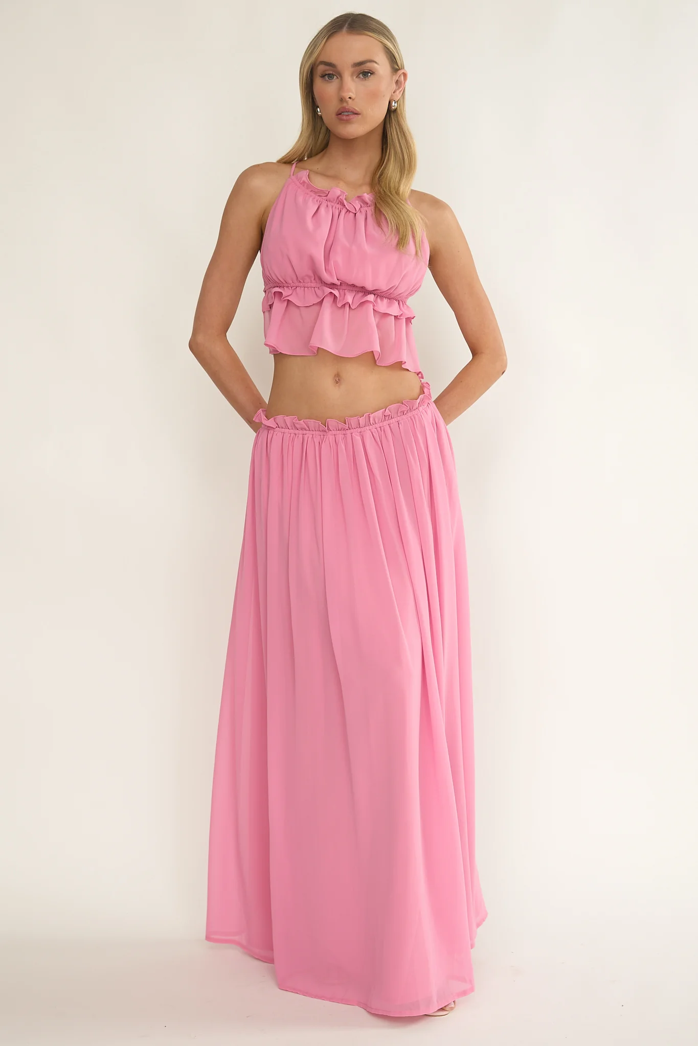 Marivelle String Tie Open Back Top Pink - Image 5
