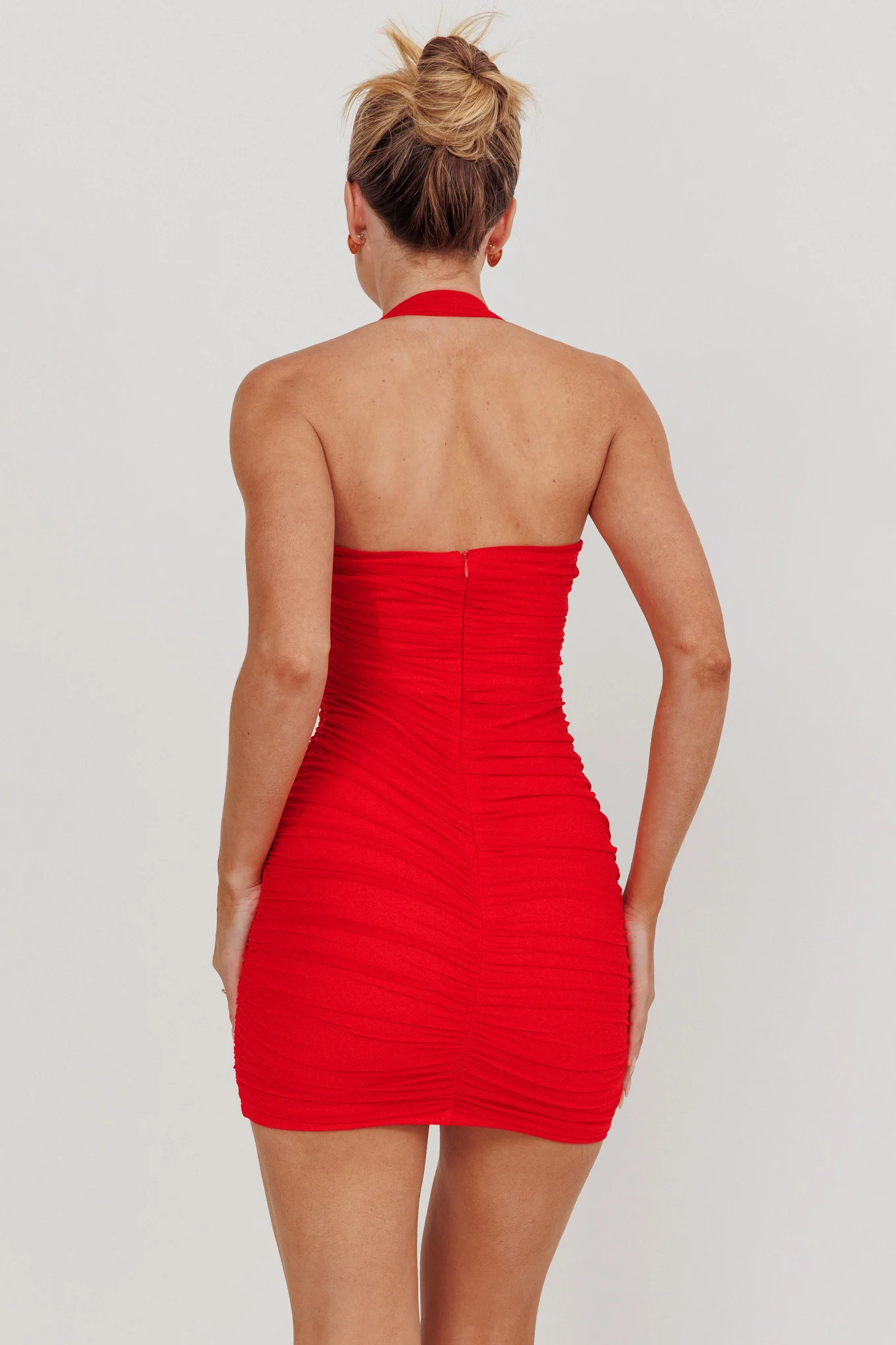 Mars Draped Strapless Mini Dress Red - Image 2