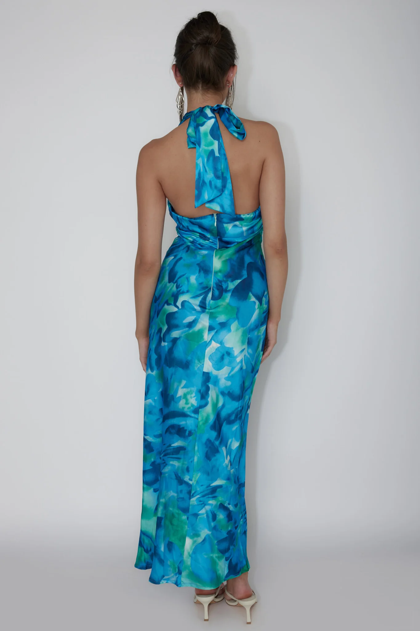 Martia Halterneck Maxi Dress Floral Green - Image 3