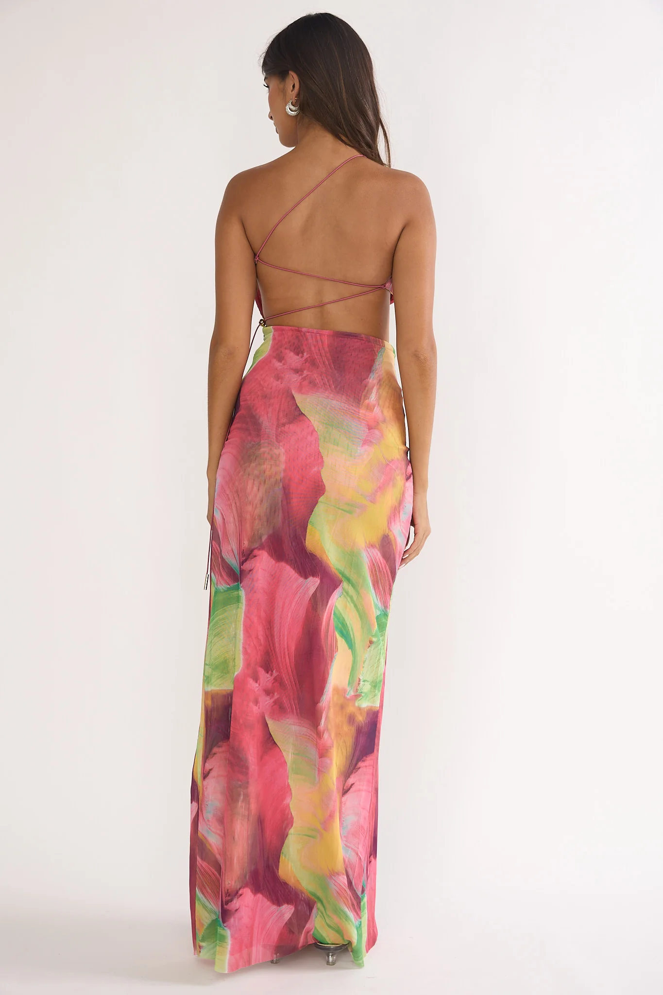 Marvella Open Back Cut-Out Maxi Dress Red Multi - Image 2