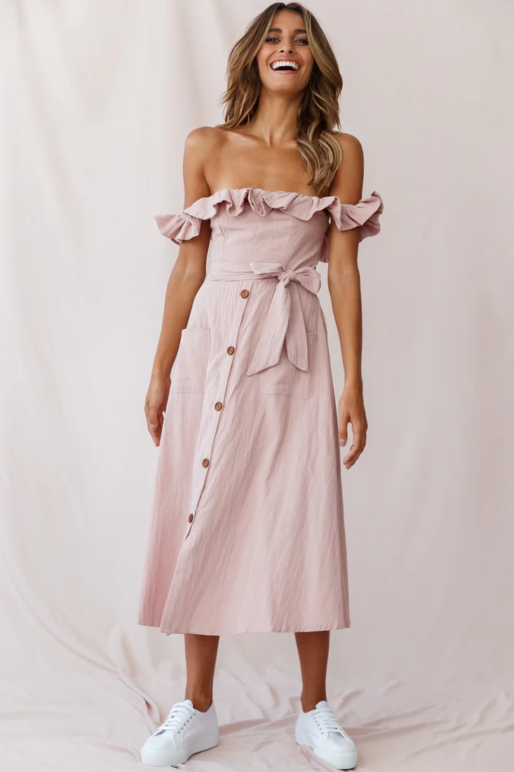 Matisse Off-Shoulder Placket Dress Blush - Image 5