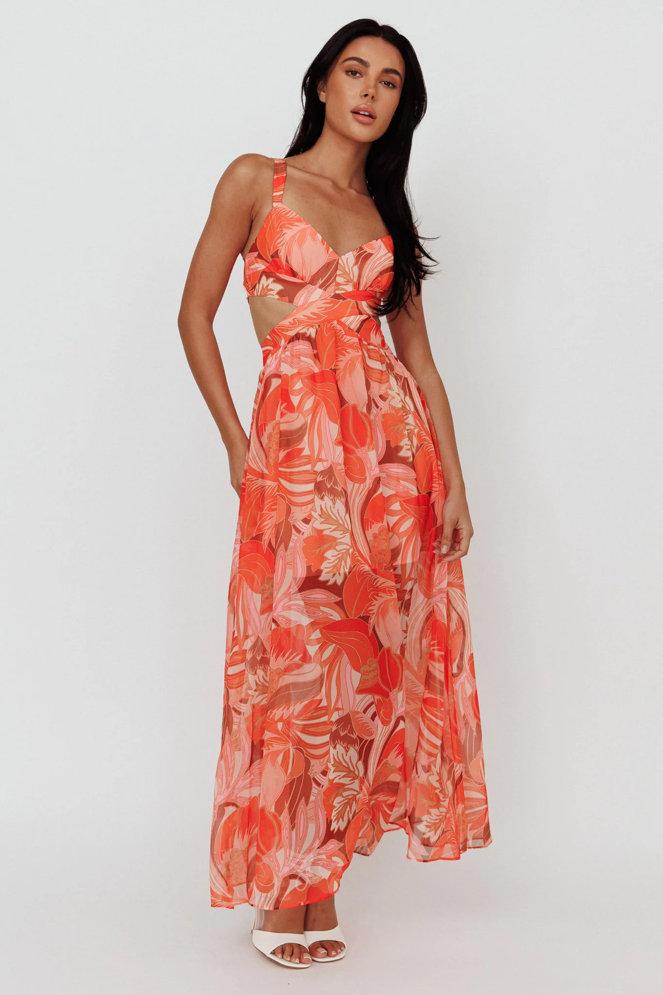 Maura Lace-Up Back Maxi Dress Floral Red - Image 5