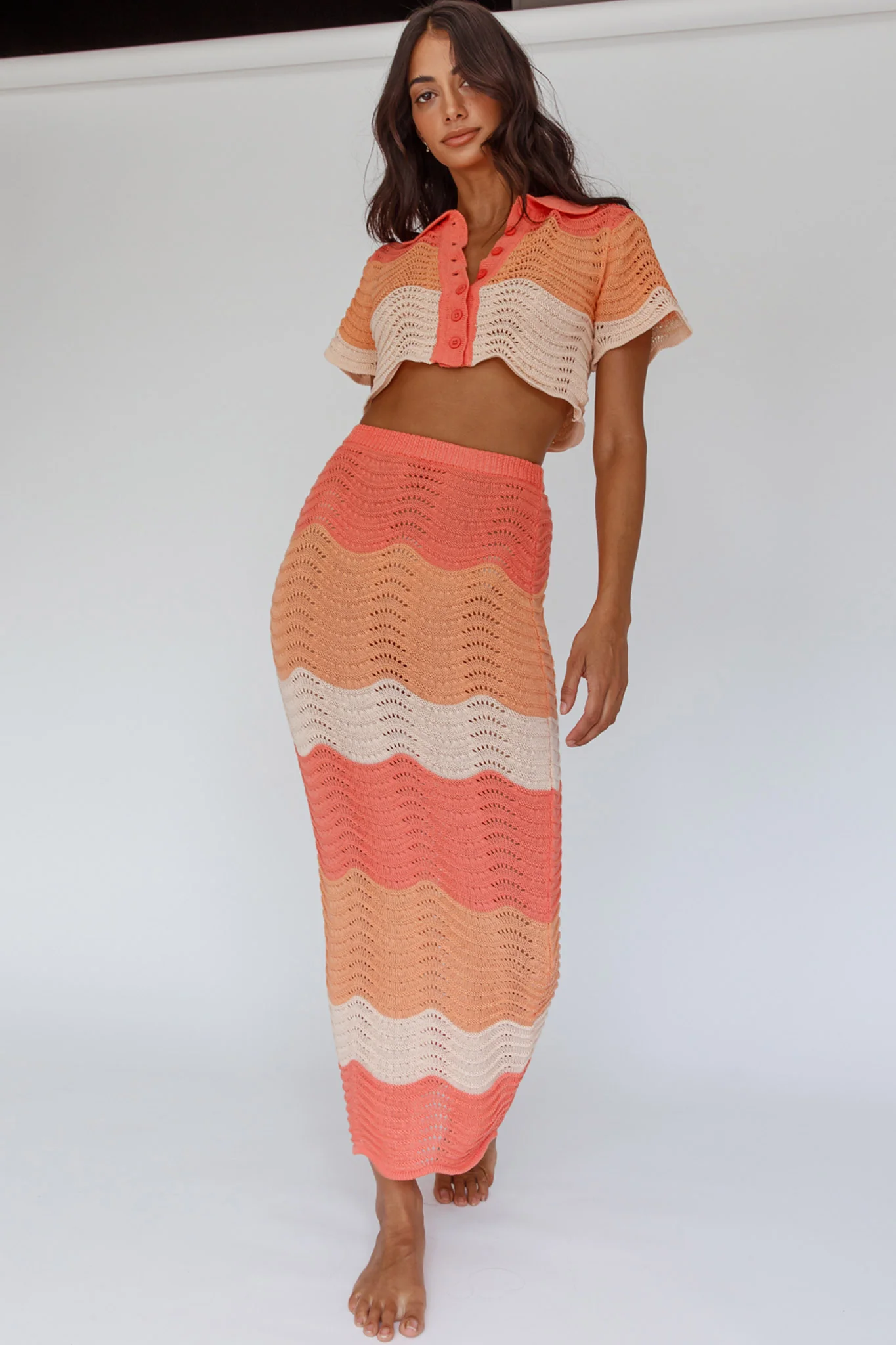 May Blooms Button Up Crop Top Tangerine - Image 7