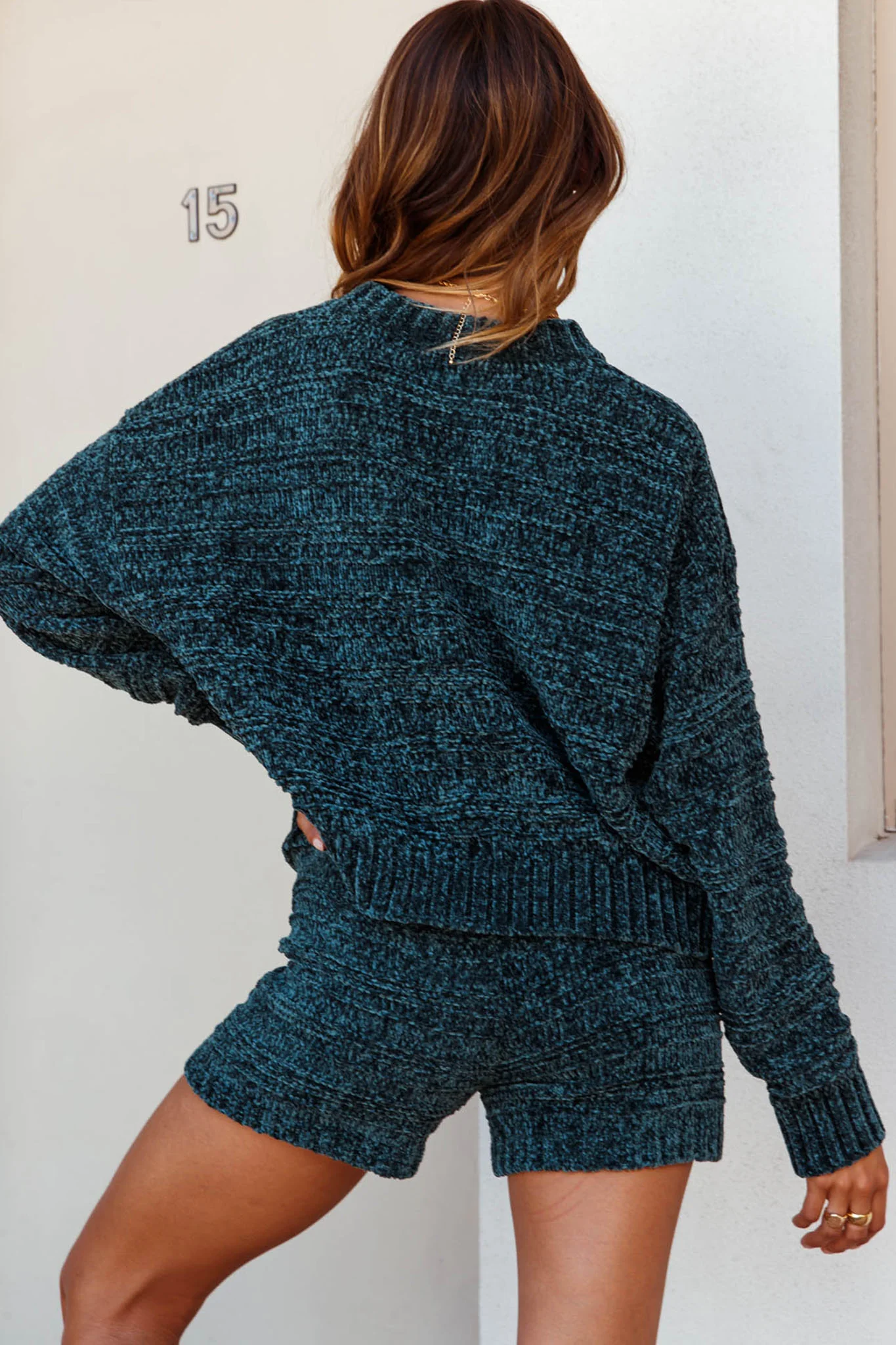 May Flowers Long Sleeve Chunky Knit Sweater Jade - Image 2
