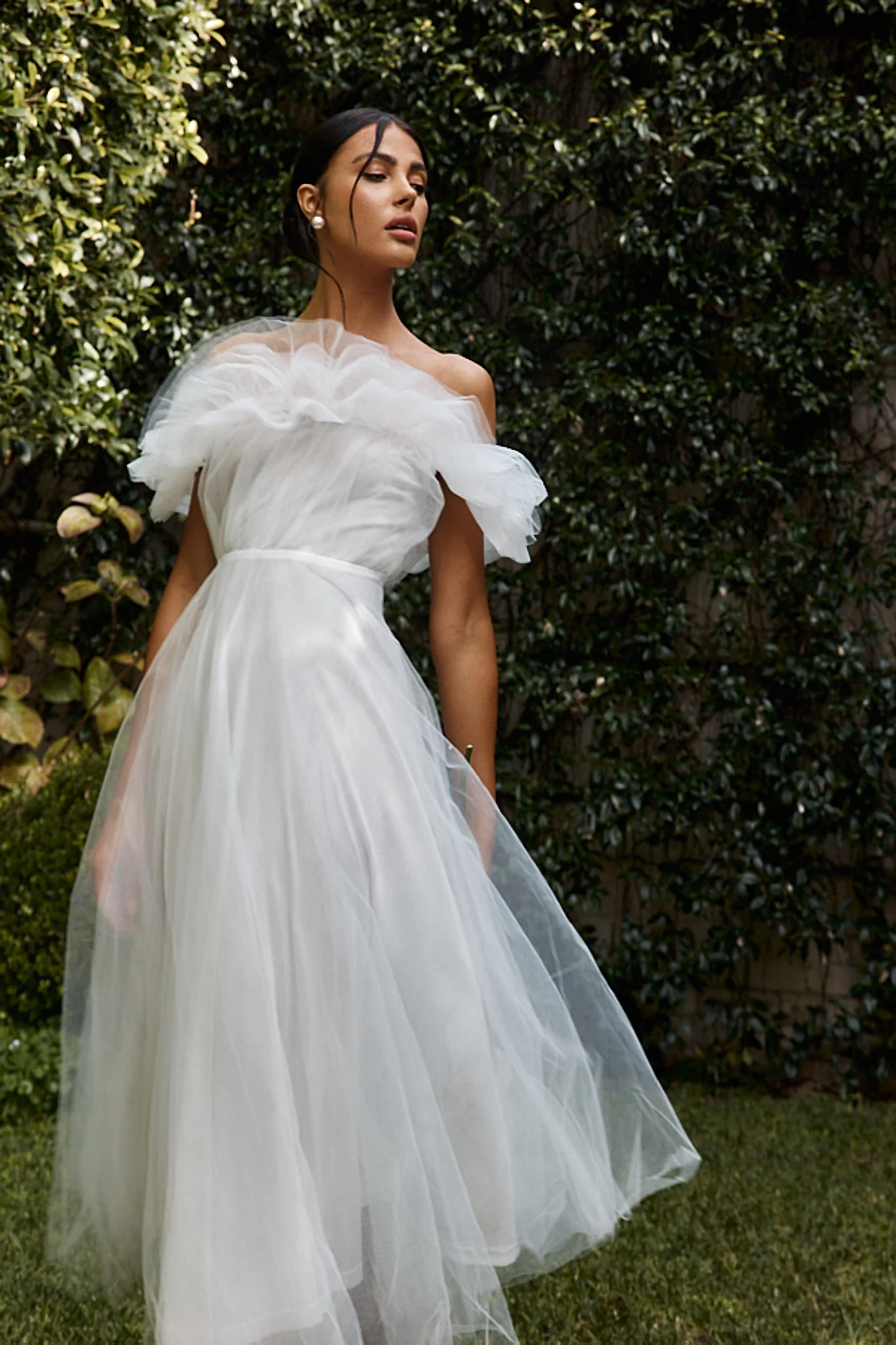 May Rose Off-Shoulder Tulle Midi Dress Off White - Image 9