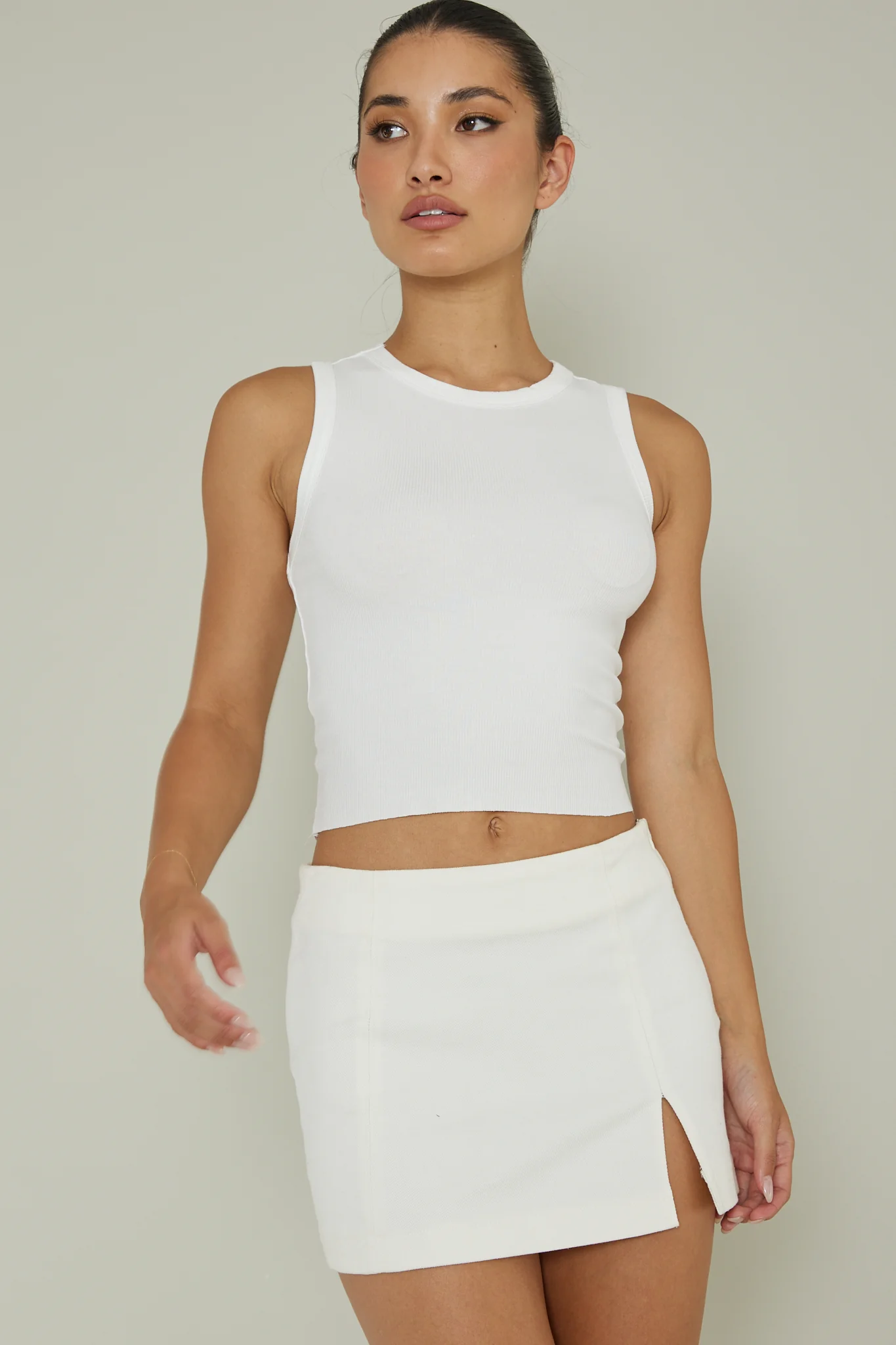 Mayra Crew Neck Crop Top White - Image 5