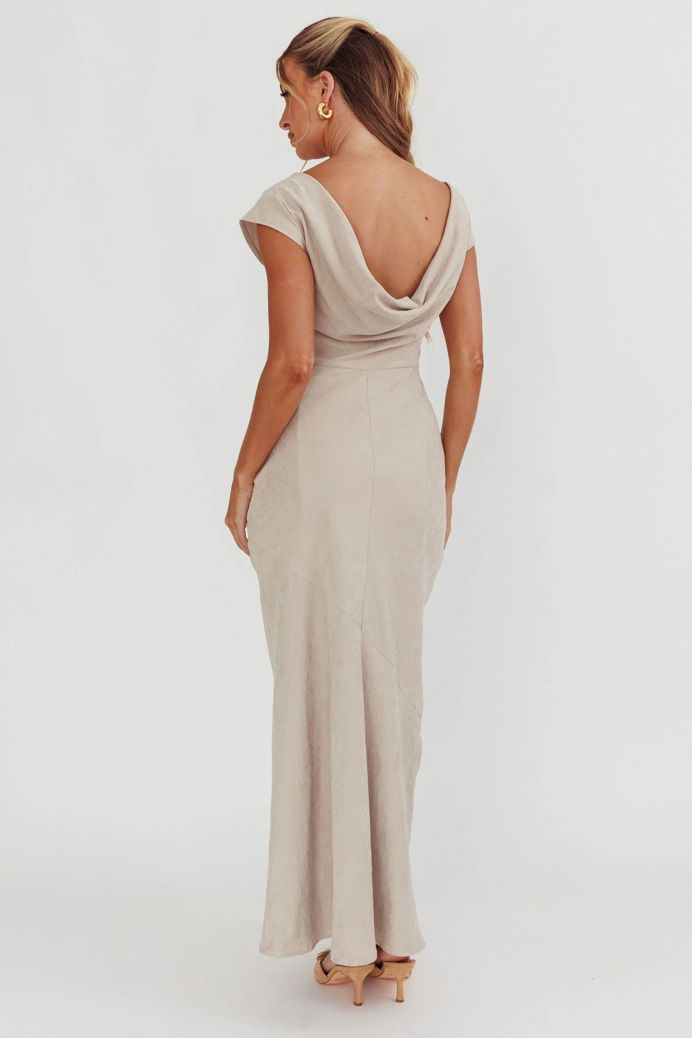 Maysa Cowl Back Maxi Dress Mushroom - Image 2