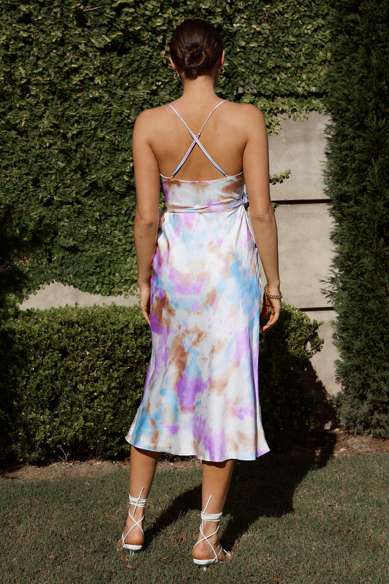 Medellin Side-Tie Wrap Midi Dress Watercolor Multi - Image 2