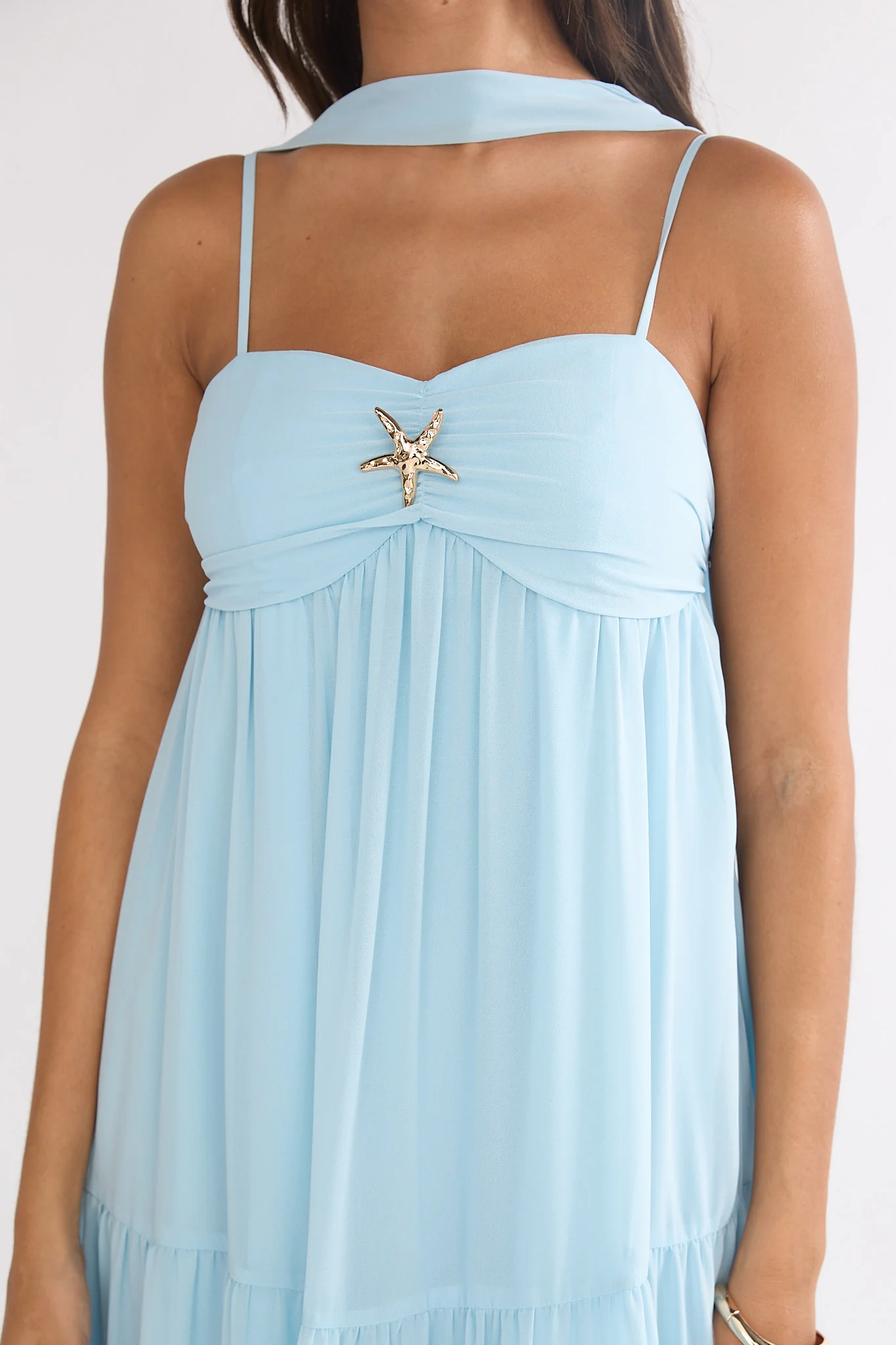 Meesha Cami Strap Scarf Maxi Dress Blue - Image 5
