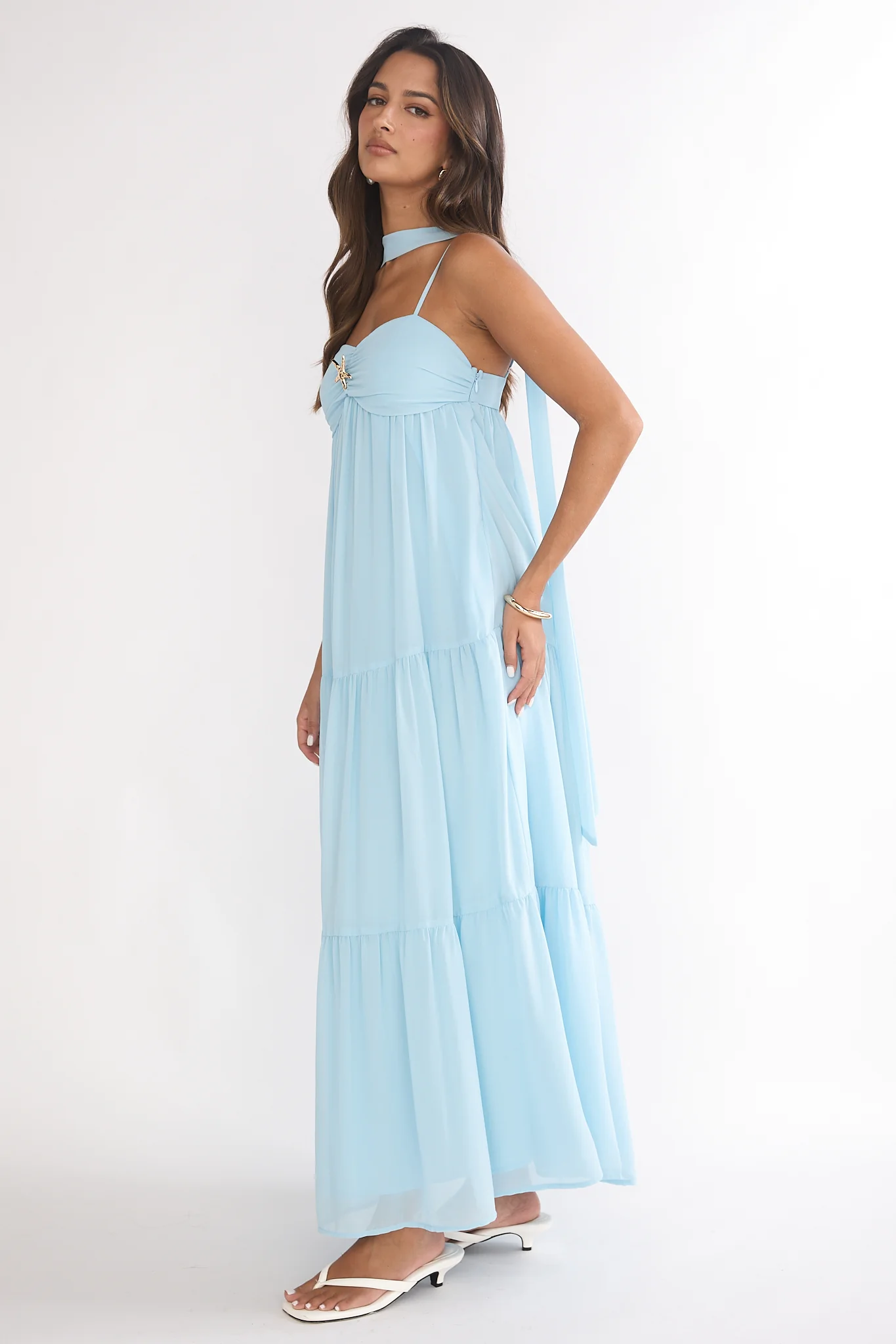 Meesha Cami Strap Scarf Maxi Dress Blue - Image 6