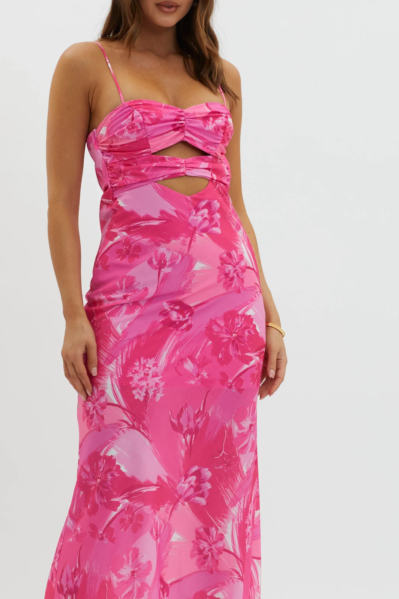 Melania Cut-Out Bodice Dress Floral Pink - Image 4