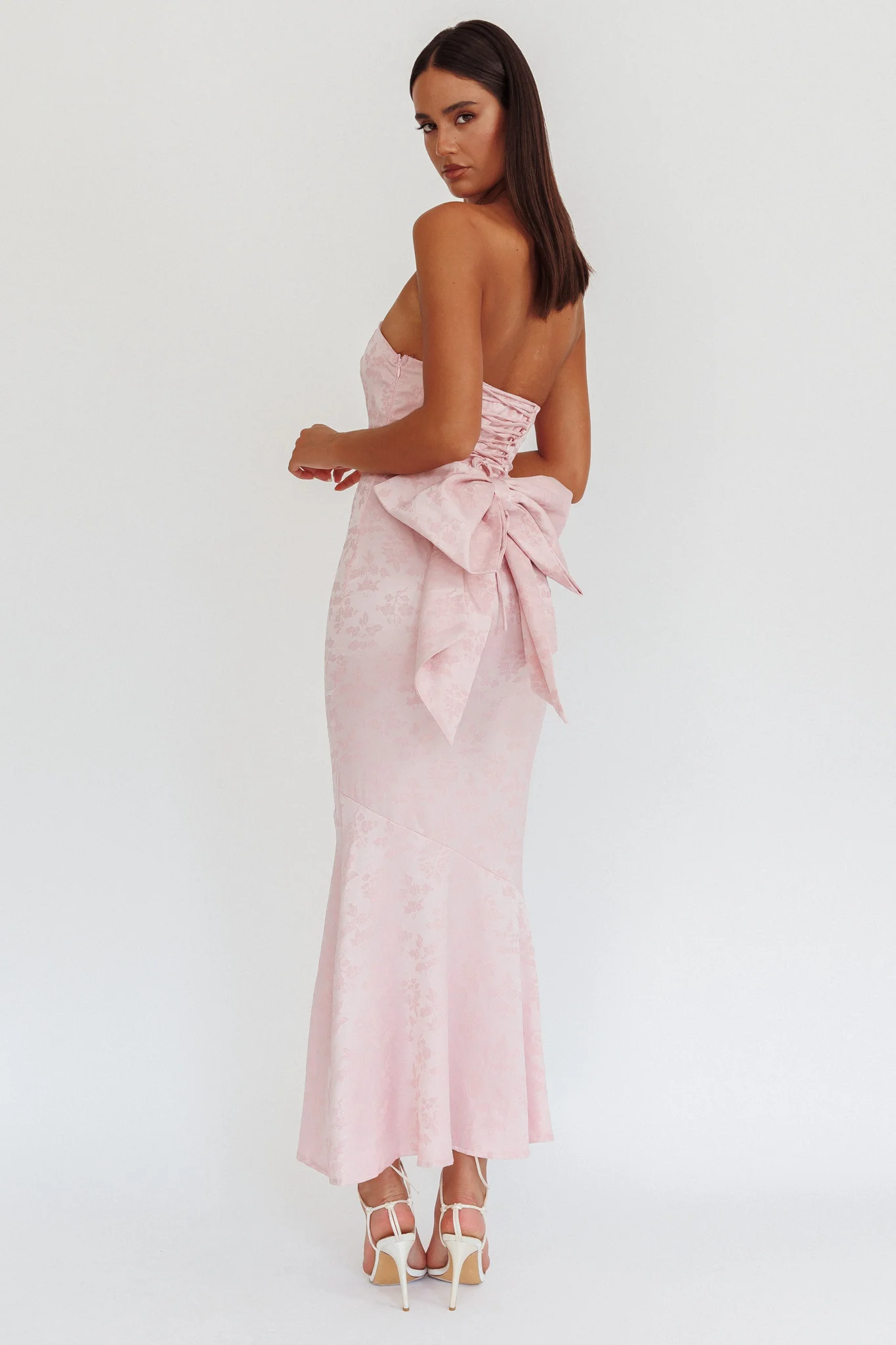 Melty Kisses Bow Back Maxi Dress Pink - Image 2