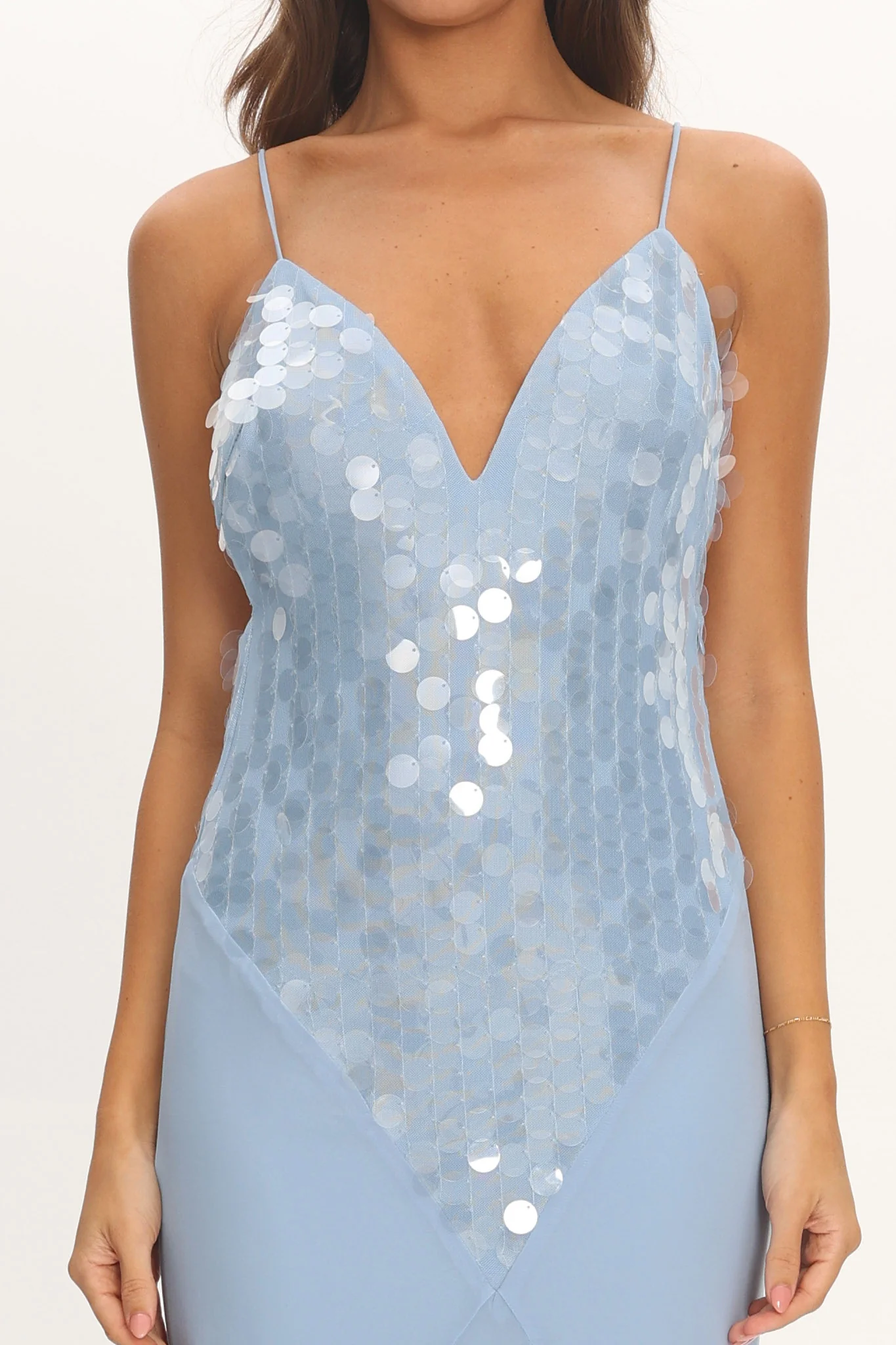 Meranda V-Neck Maxi Dress Sequin Blue - Image 4