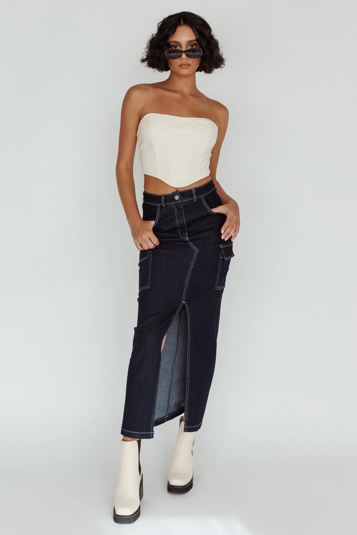 Mercury Retrograde Pocket Midi Skirt Indigo - Image 2