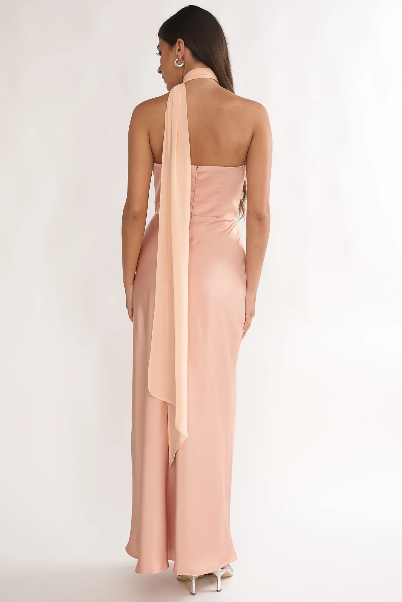 Merisalyn Strapless Scarf Maxi Dress Apricot - Image 2