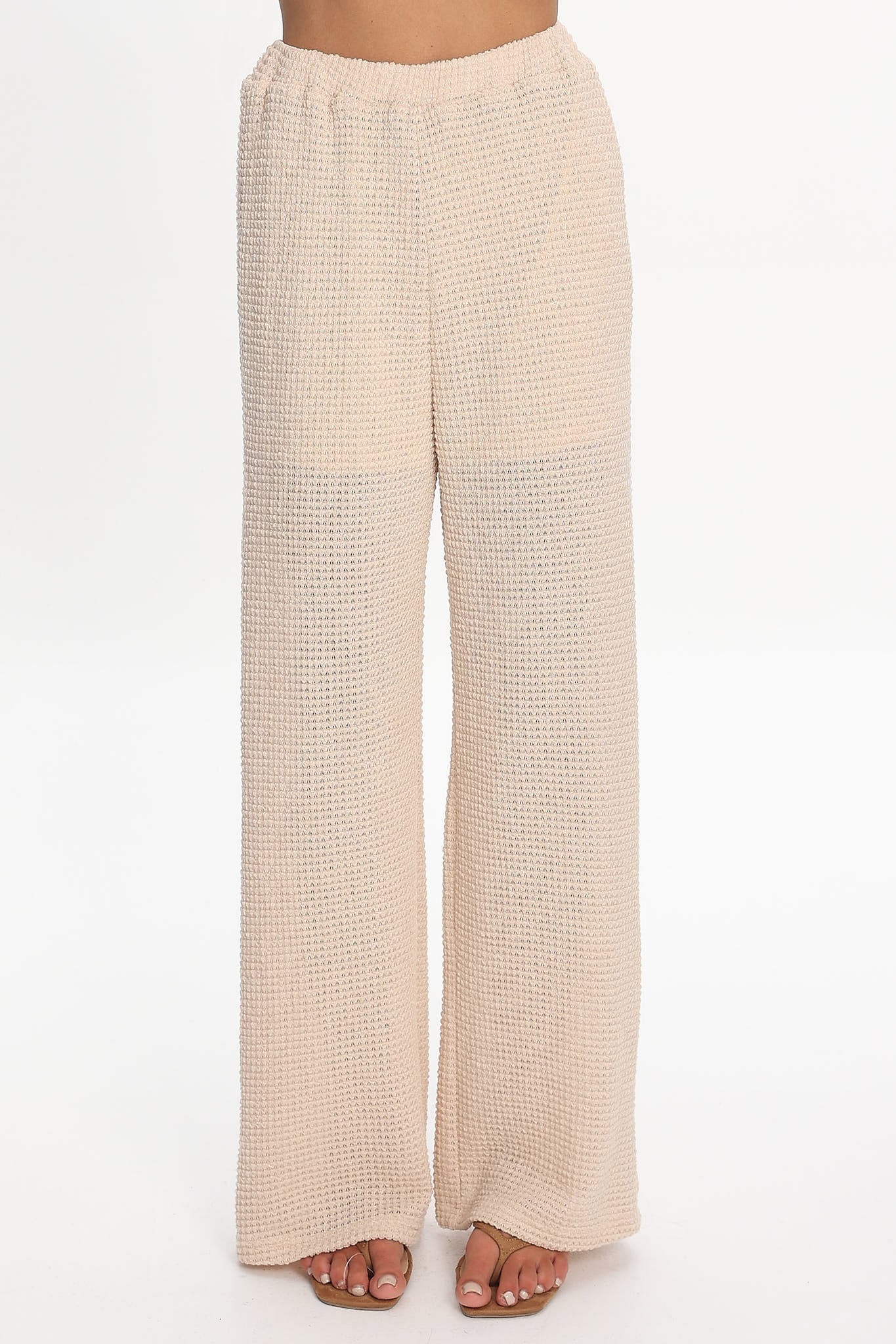 Mesa Wide Leg Knit Pants Cream - Image 3