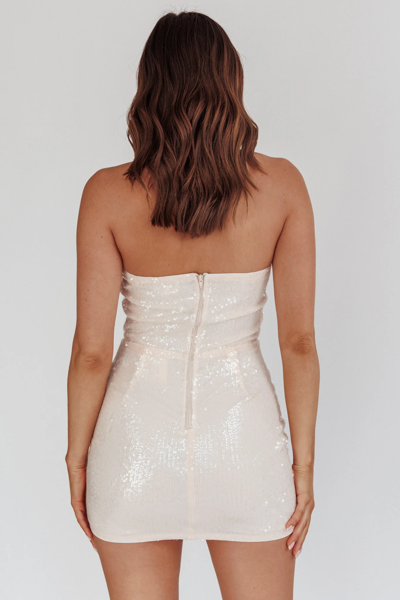 Miami Sunsets Sequin Mini Dress Sheer Pink - Image 3
