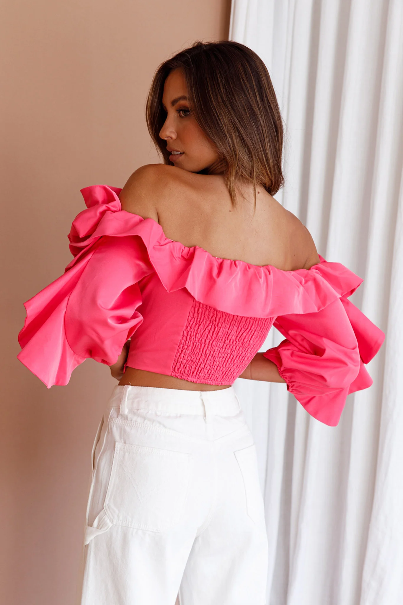 Midnight Mirage Puff Ruffle Crop Top Doll Pink - Image 2