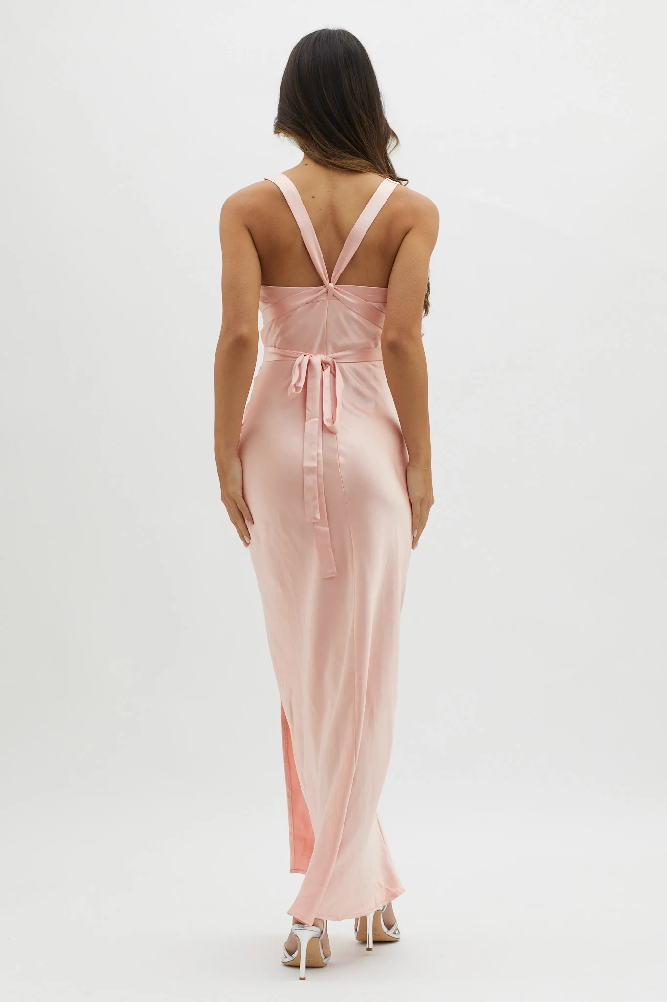 Midnight Sun Asymmetrical Strap Maxi Dress Apricot - Image 7