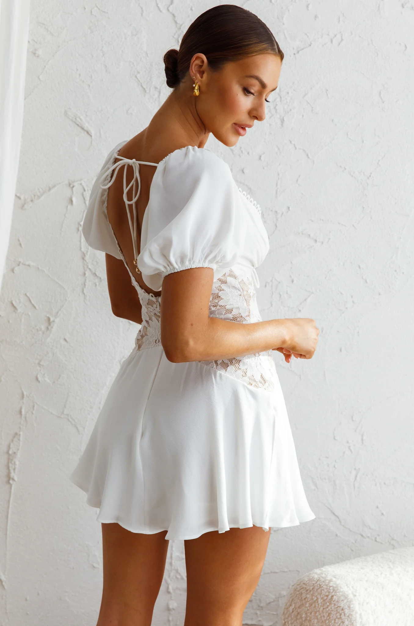 Mielle Lace Bodice Mini Dress White - Image 2