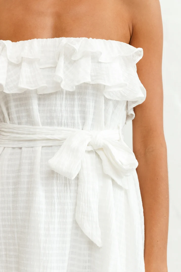 Miffy Double Frill Strapless Midi Dress White - Image 4