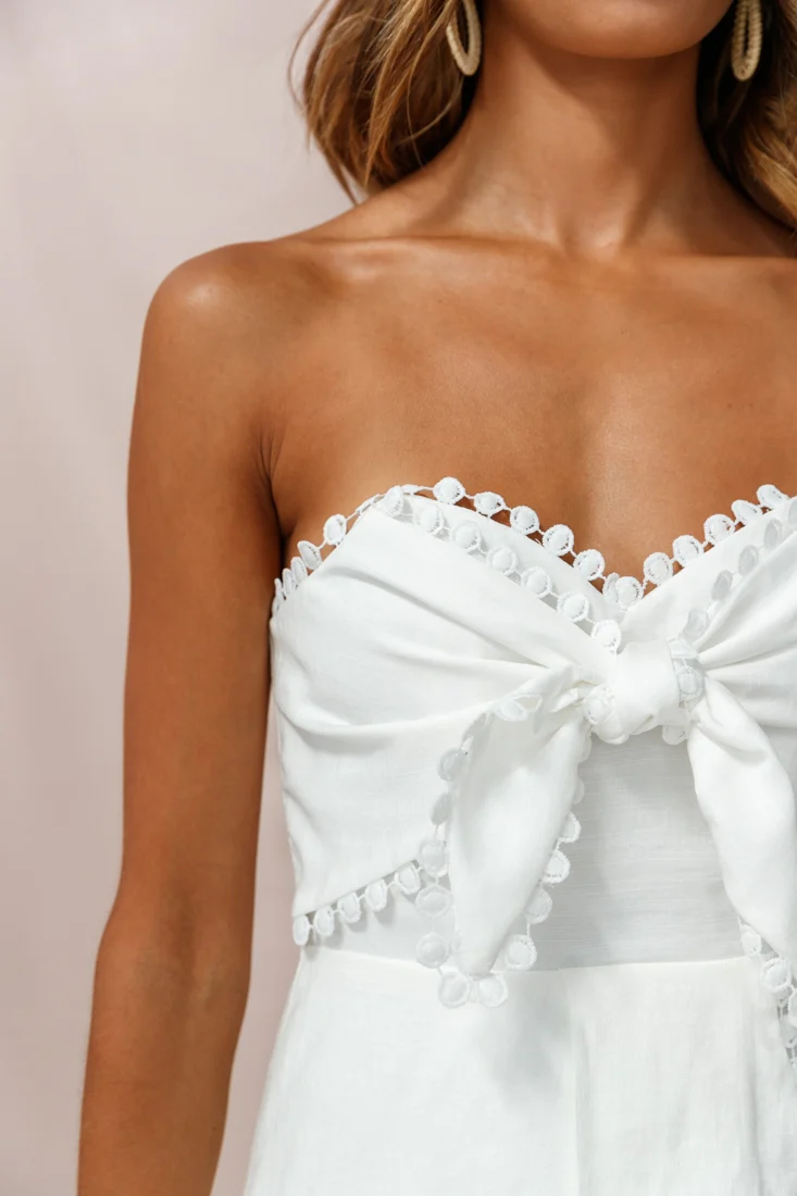 Miki Tie-Knot Bust Skort Romper White - Image 6