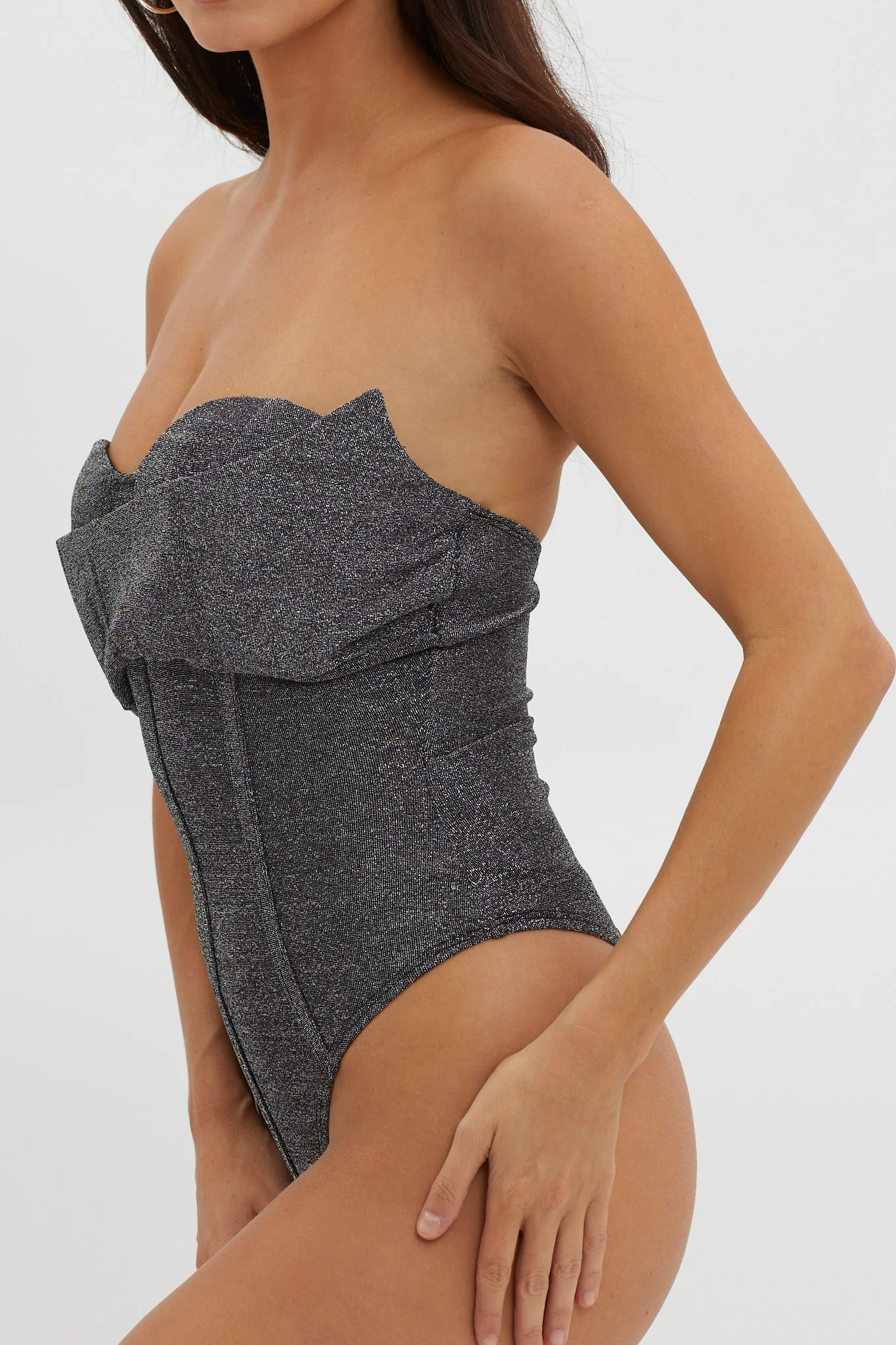 Milky Way Strapless Sparkle Bodysuit Silver - Image 3