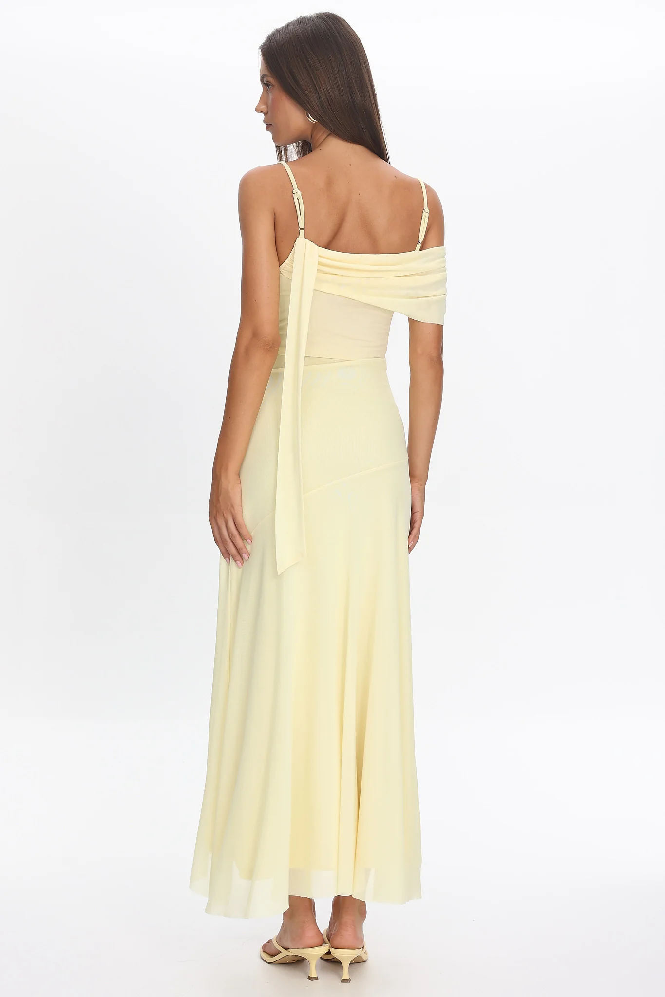 Millitah Asymmetric Hem Mesh Maxi Dress Butter - Image 2