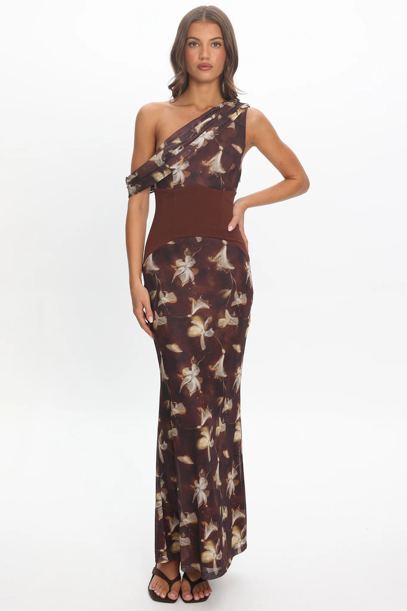 Milos Asymmetric Neckline Maxi Dress Floral - Image 2
