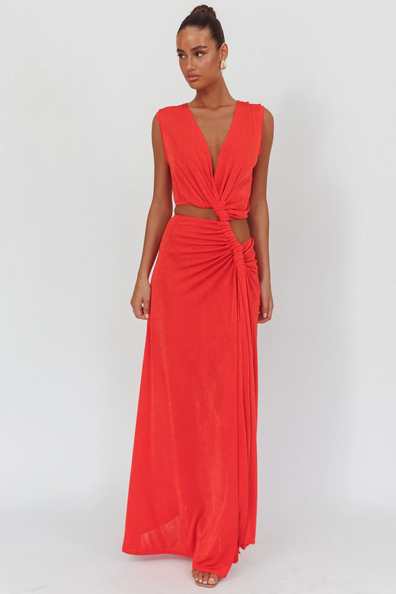 Mimosa Twist Waist Maxi Dress Coral - Image 5