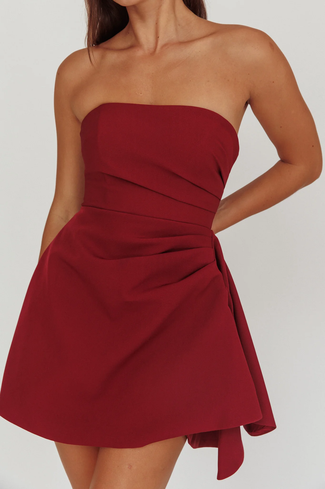 Minnesota Strapless Mini Dress Wine - Image 3