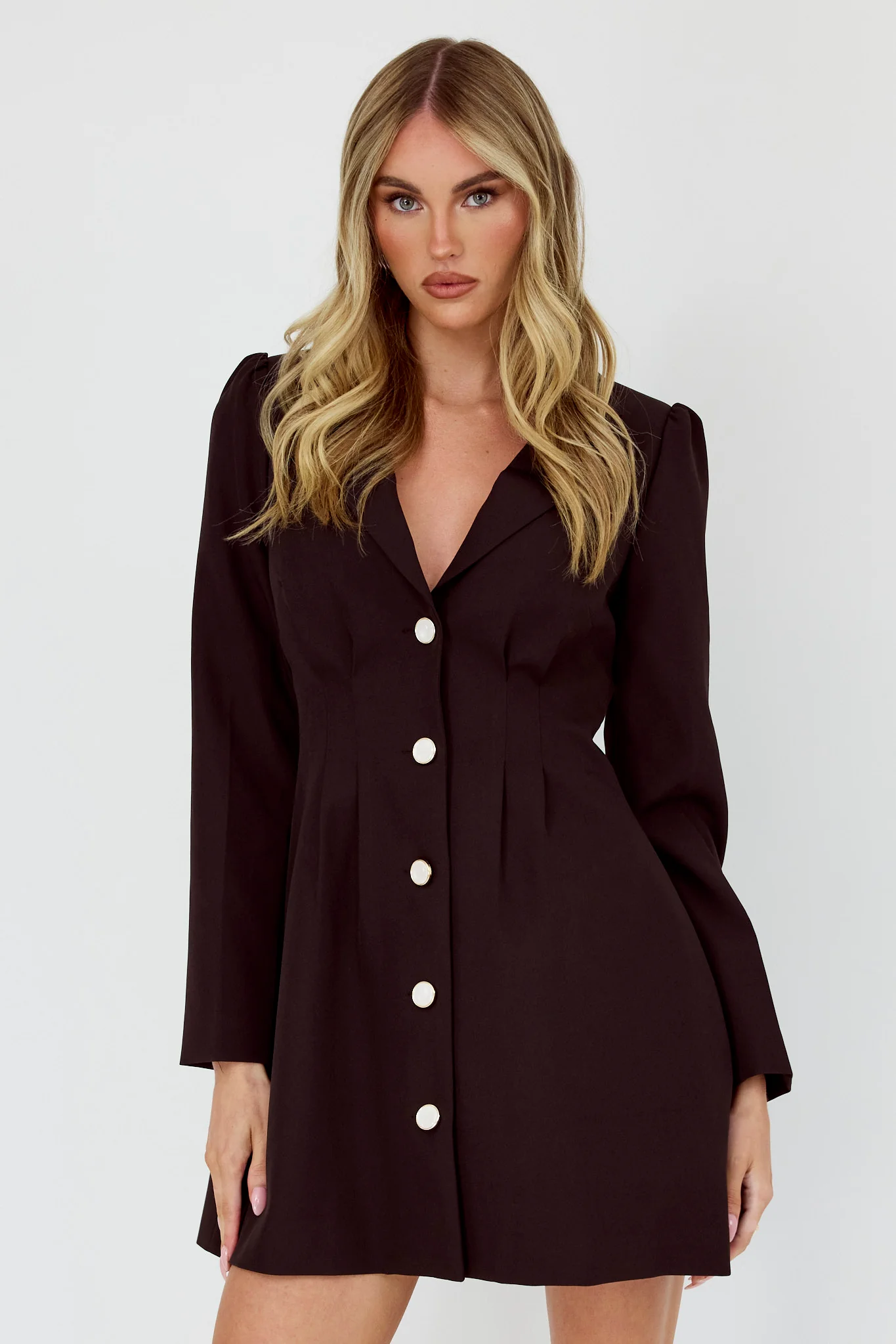 Miracle Button Front Pintuck Mini Dress Black - Image 5
